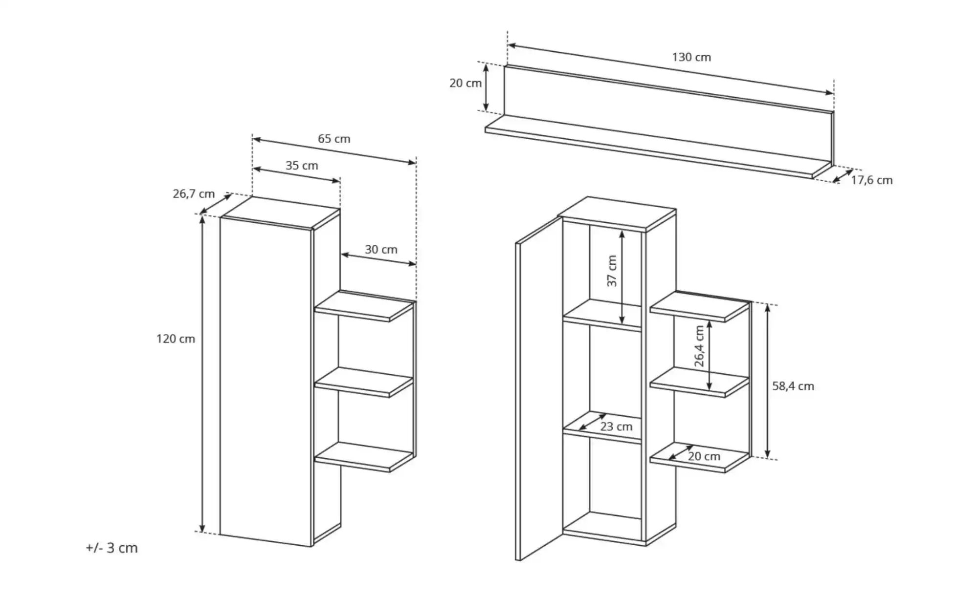 Wohnwand   ¦ holzfarben ¦ Maße (cm): B: 260 H: 171 Kommoden & Sideboards > günstig online kaufen