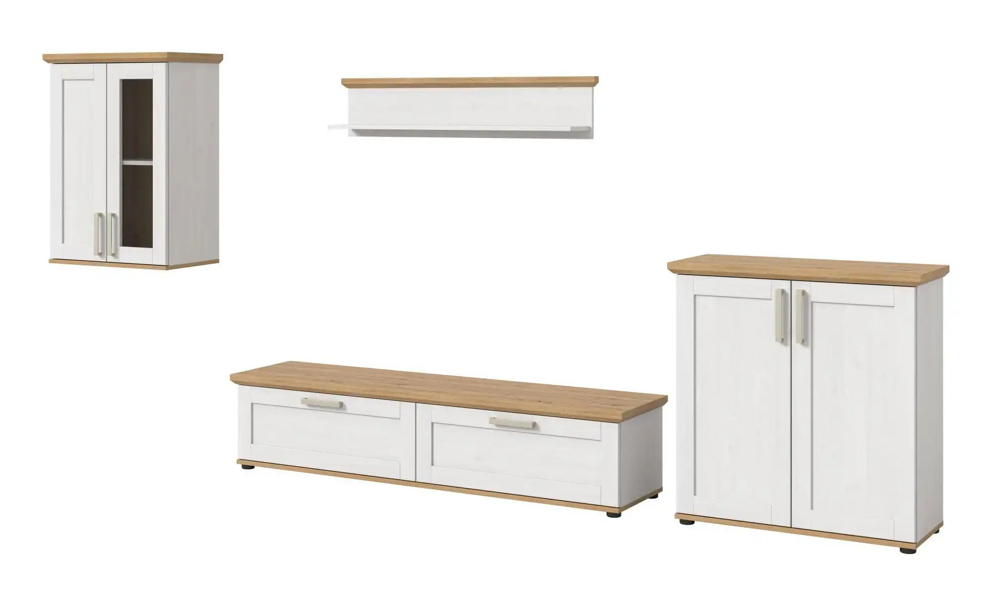 Wohnkombination   ¦ holzfarben ¦ Maße (cm): B: 336 H: 161 Kommoden & Sidebo günstig online kaufen