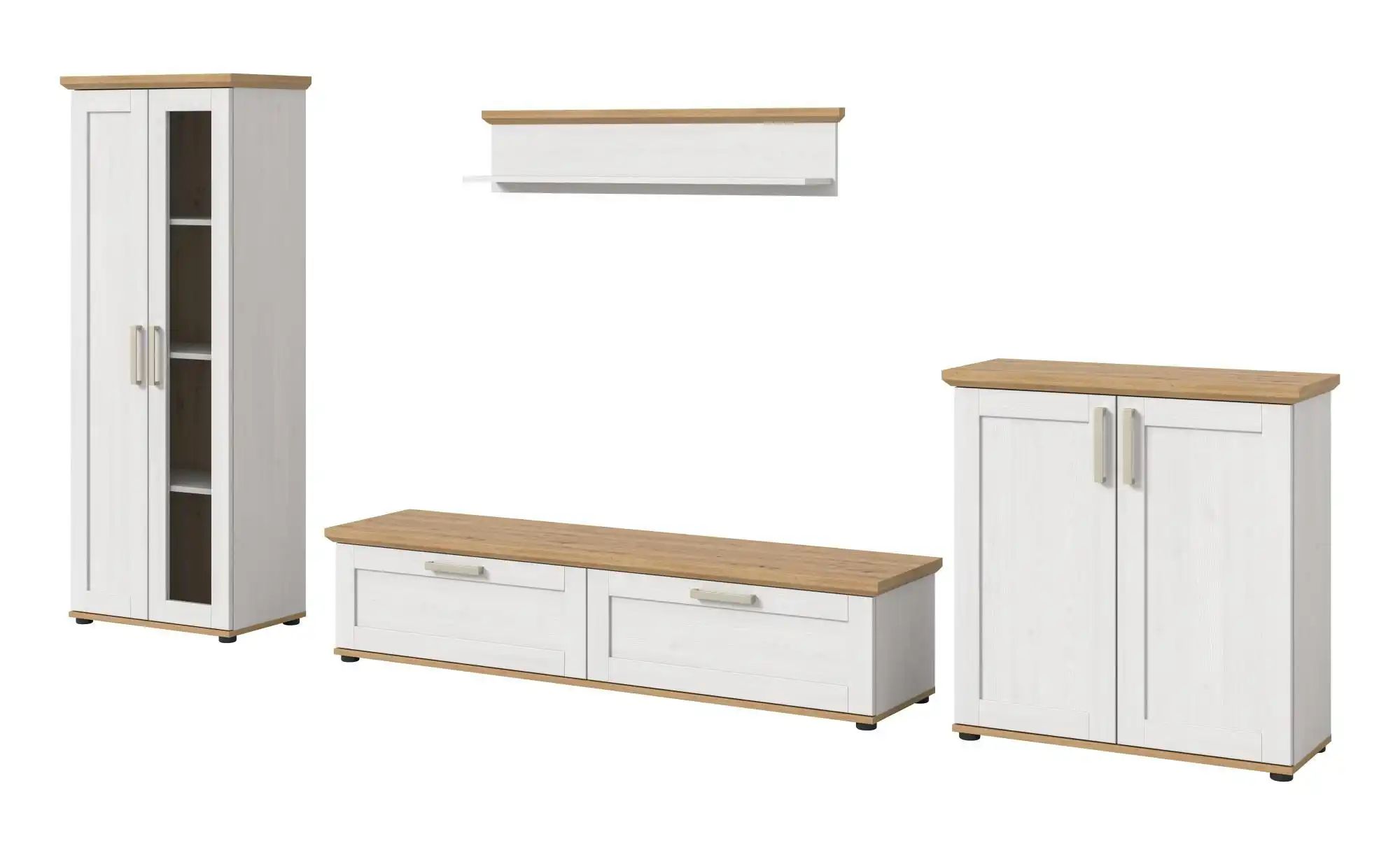 Wohnkombination   ¦ holzfarben ¦ Maße (cm): B: 336 H: 161 Kommoden & Sidebo günstig online kaufen