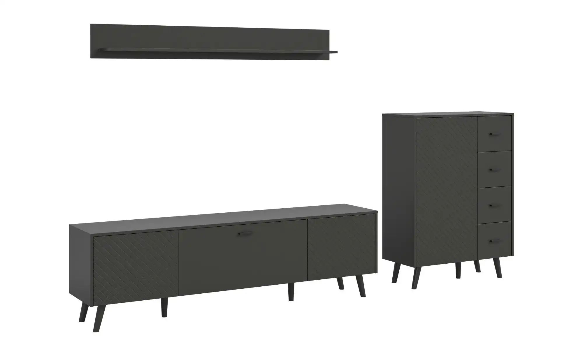 Wohnkombination  Linea ¦ grau ¦ Maße (cm): B: 269 H: 175 Kommoden & Sideboa günstig online kaufen