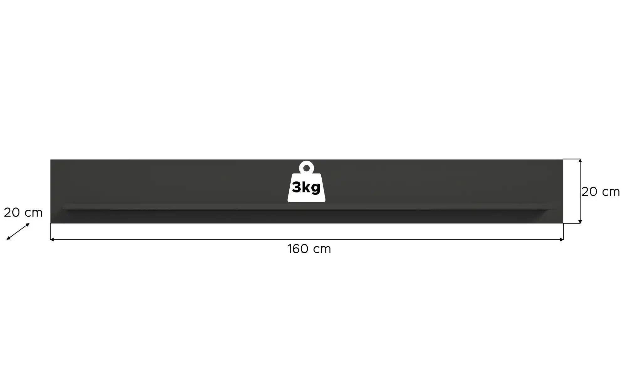 Wandboard   ¦ grau ¦ Maße (cm): B: 160 H: 20 Regale > Wandboards - Höffner günstig online kaufen