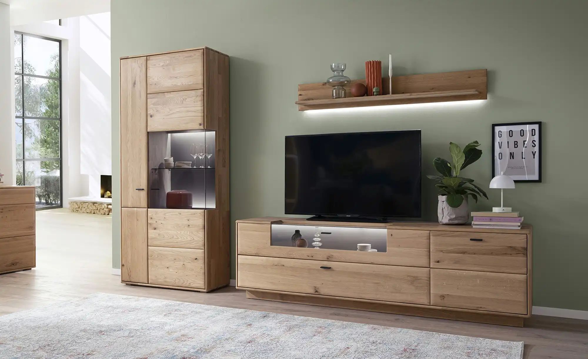 MONDO Wohnkombination  Minoma ¦ holzfarben ¦ Maße (cm): B: 323 H: 207 T: 50 günstig online kaufen