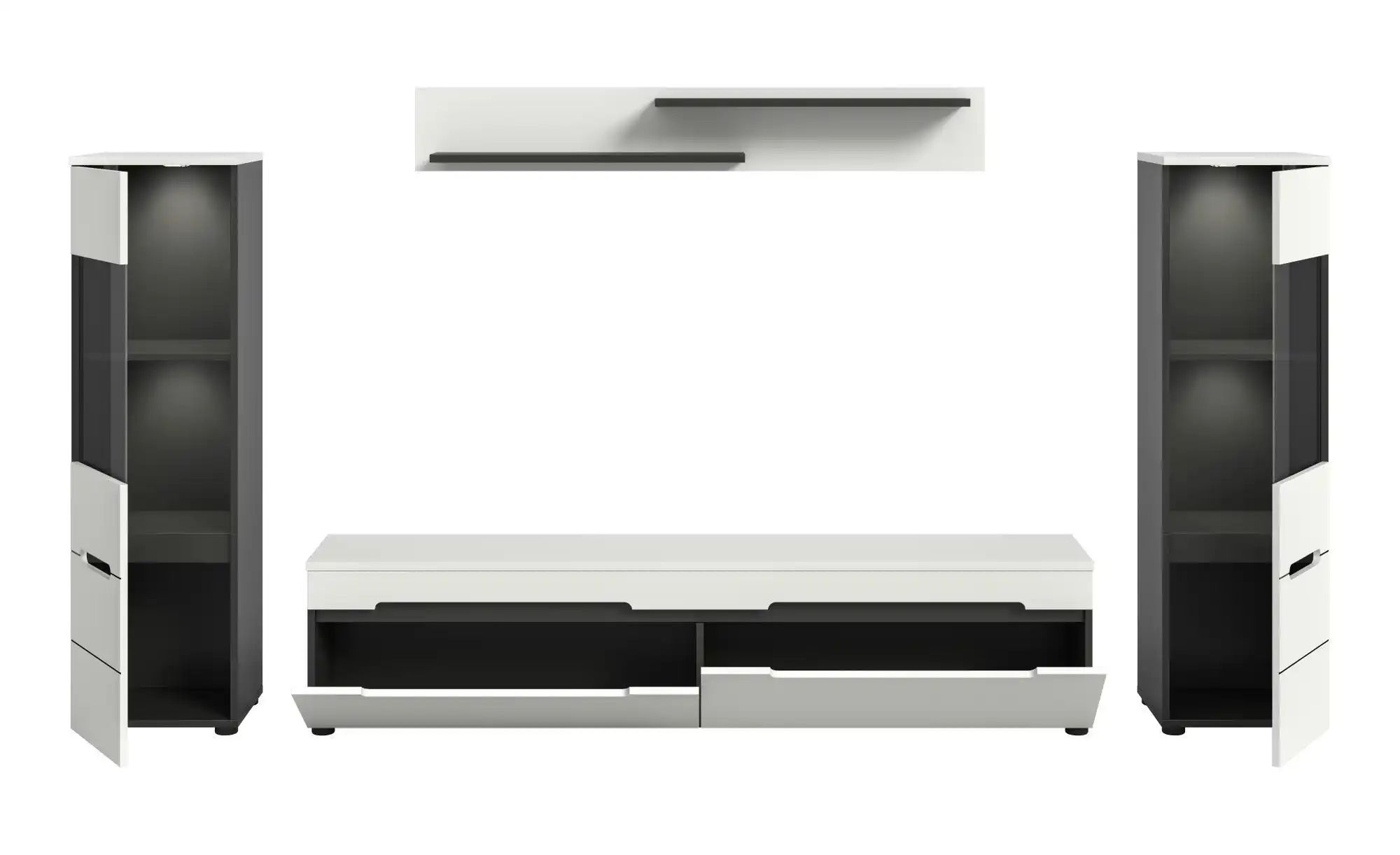Wohnwand   ¦ grau ¦ Maße (cm): B: 272 H: 141 Kommoden & Sideboards > Wohnwä günstig online kaufen
