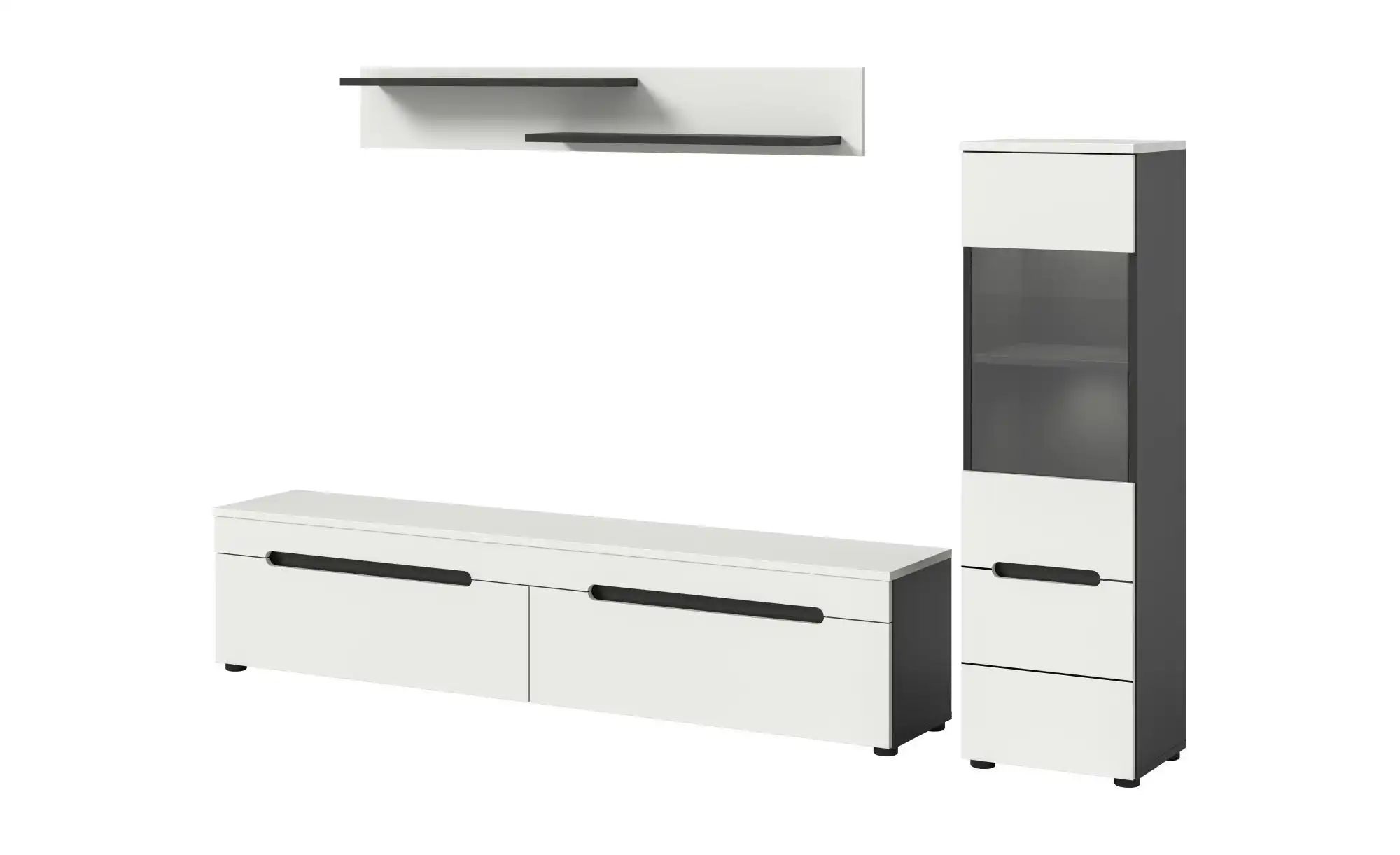Wohnwand   ¦ grau ¦ Maße (cm): B: 221 H: 141 Kommoden & Sideboards > Wohnwä günstig online kaufen