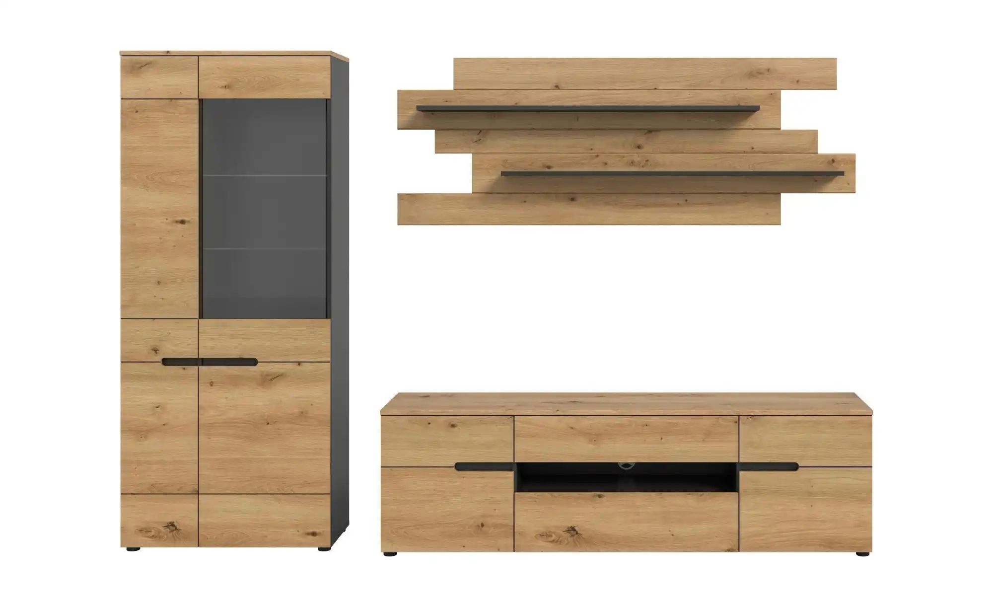 Wohnwand   ¦ grau ¦ Maße (cm): B: 280 H: 190 Kommoden & Sideboards > Wohnwä günstig online kaufen