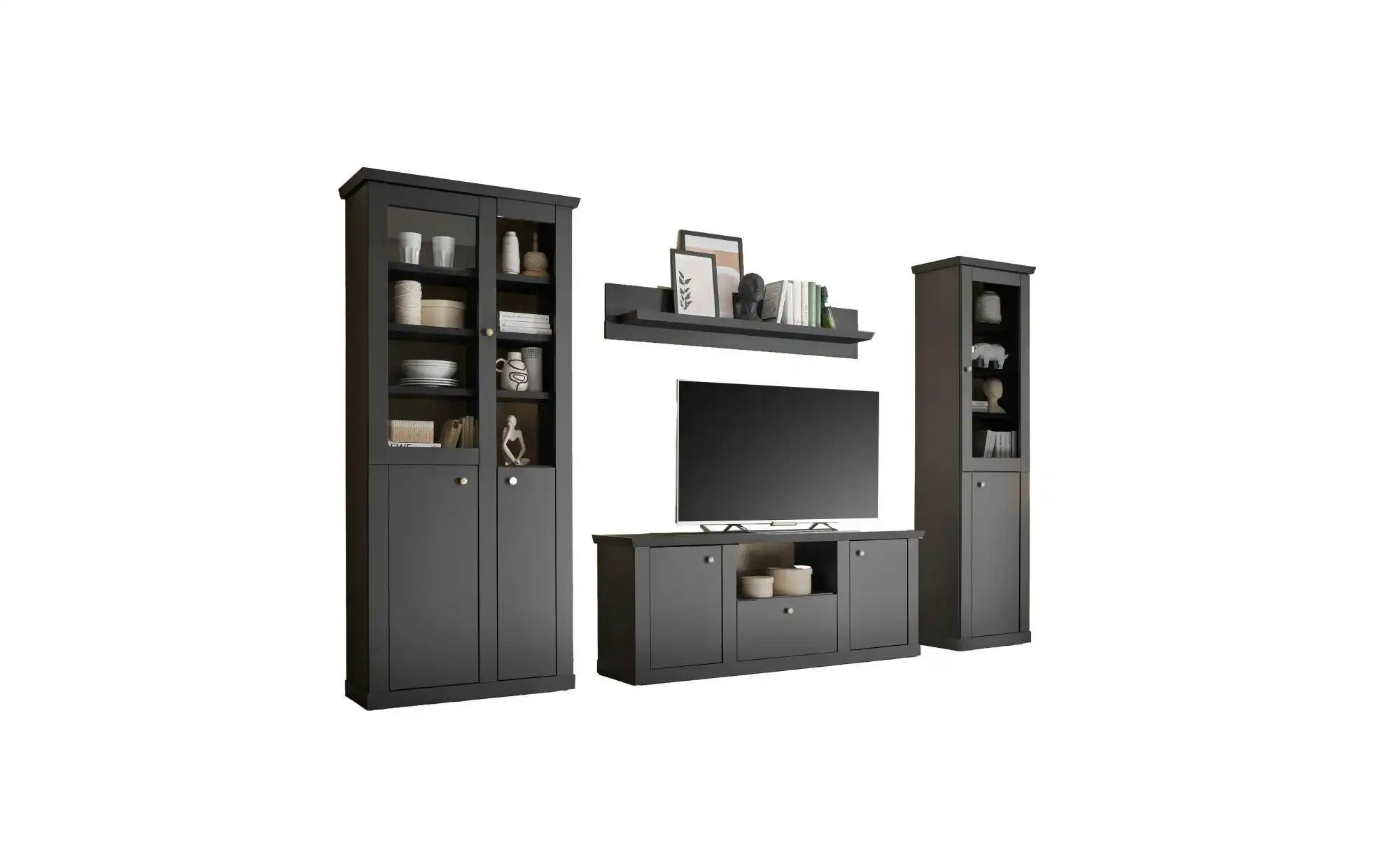 Wohnwand Lynn ¦ schwarz ¦ Maße (cm): B: 319 H: 200 Kommoden & Sideboards > Wohnwände - Höffner