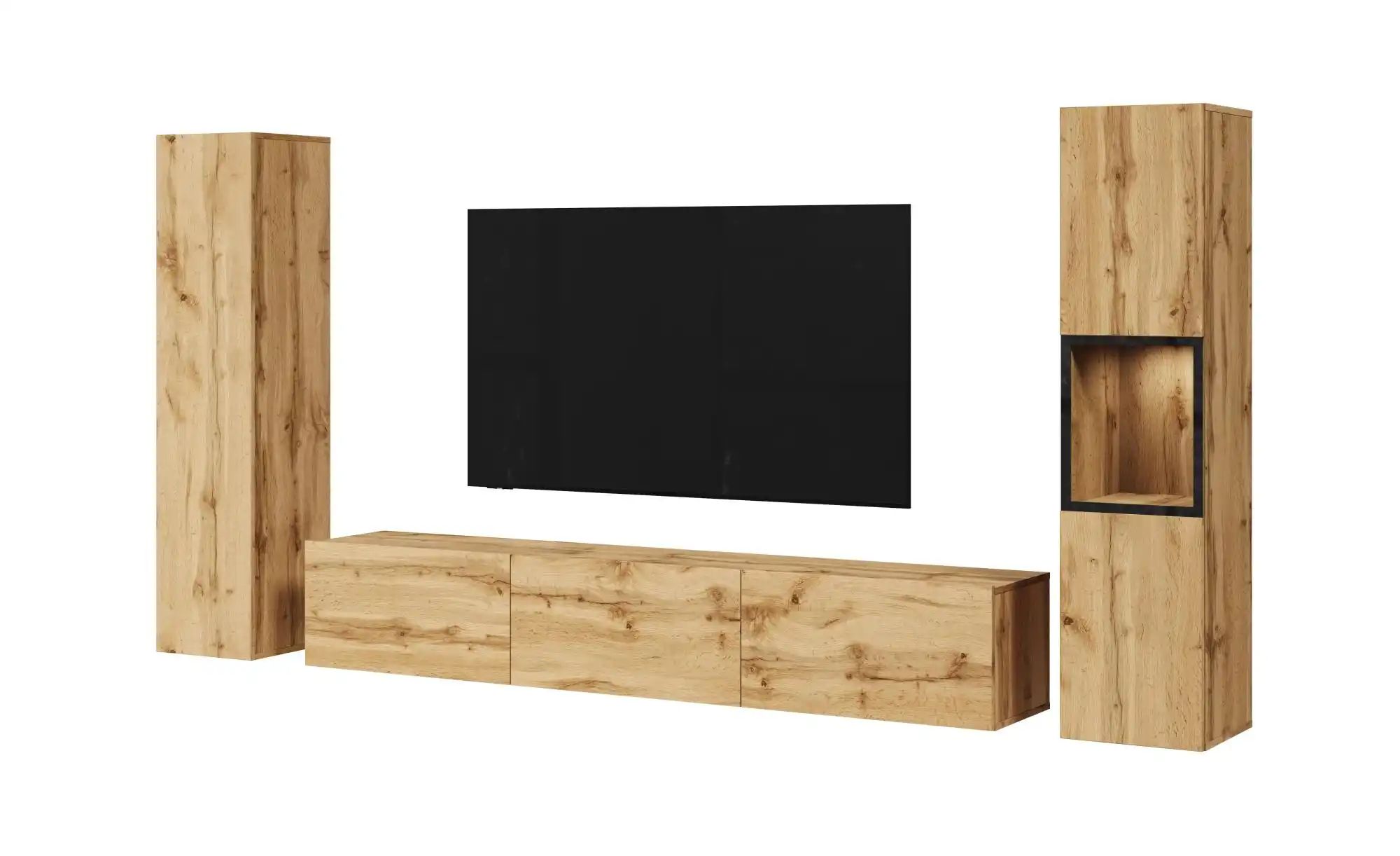 Wohnwand ¦ holzfarben ¦ Maße (cm): B: 240 H: 130 Kommoden & Sideboards > Wohnwände - Höffner