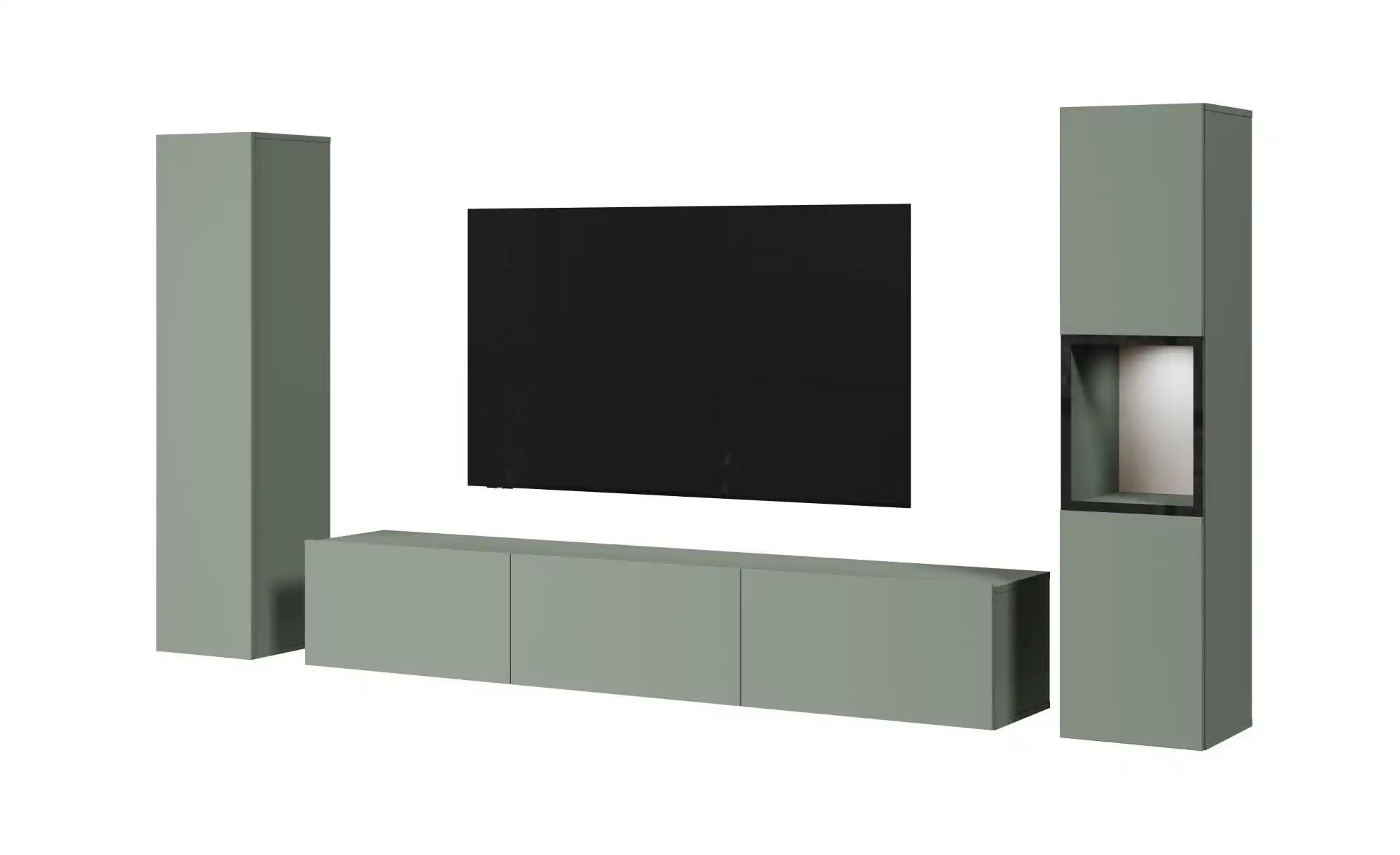 Wohnwand ¦ grün ¦ Maße (cm): B: 240 H: 130 Kommoden & Sideboards > Wohnwände - Höffner