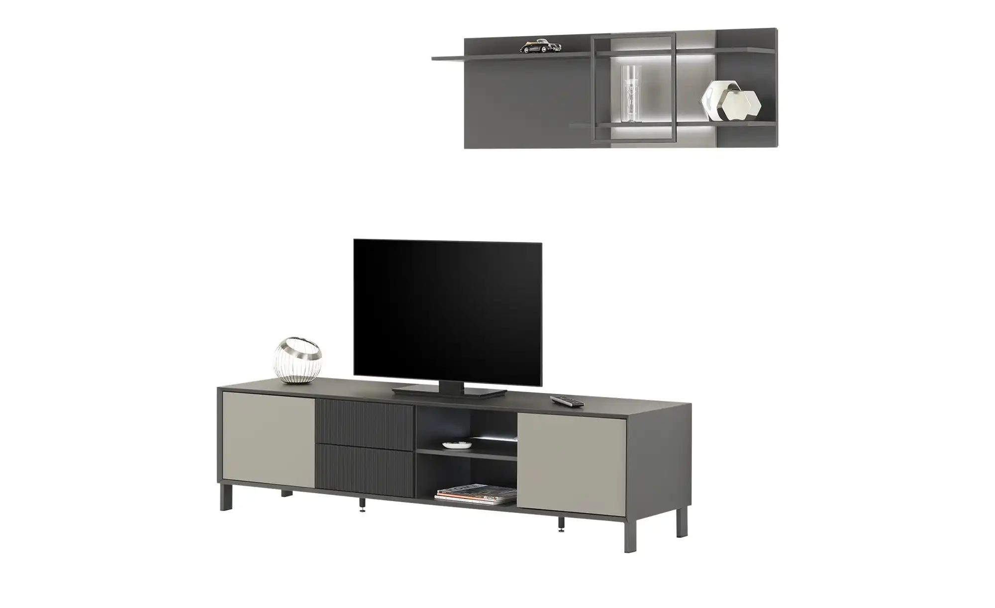 Wohnwand  Light Line 9 ¦ grau ¦ Maße (cm): B: 230 H: 166 T: 50.0 Kommoden & günstig online kaufen