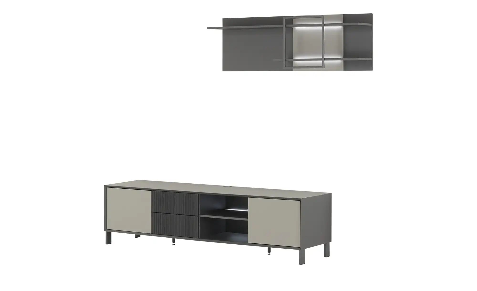 Wohnwand  Light Line 9 ¦ grau ¦ Maße (cm): B: 230 H: 166 T: 50.0 Kommoden & günstig online kaufen