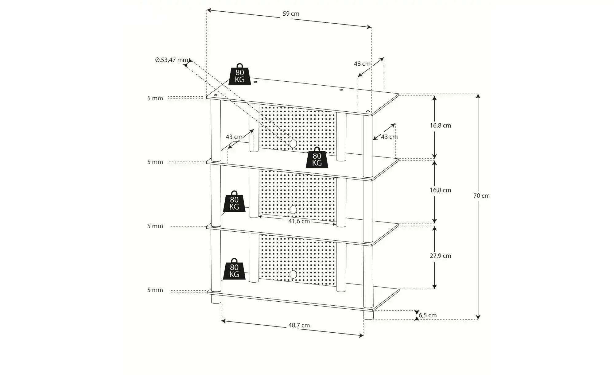 Regal  Bilus ¦ silber ¦ Maße (cm): B: 59 H: 70 T: 48.0 Tische > Beistelltis günstig online kaufen