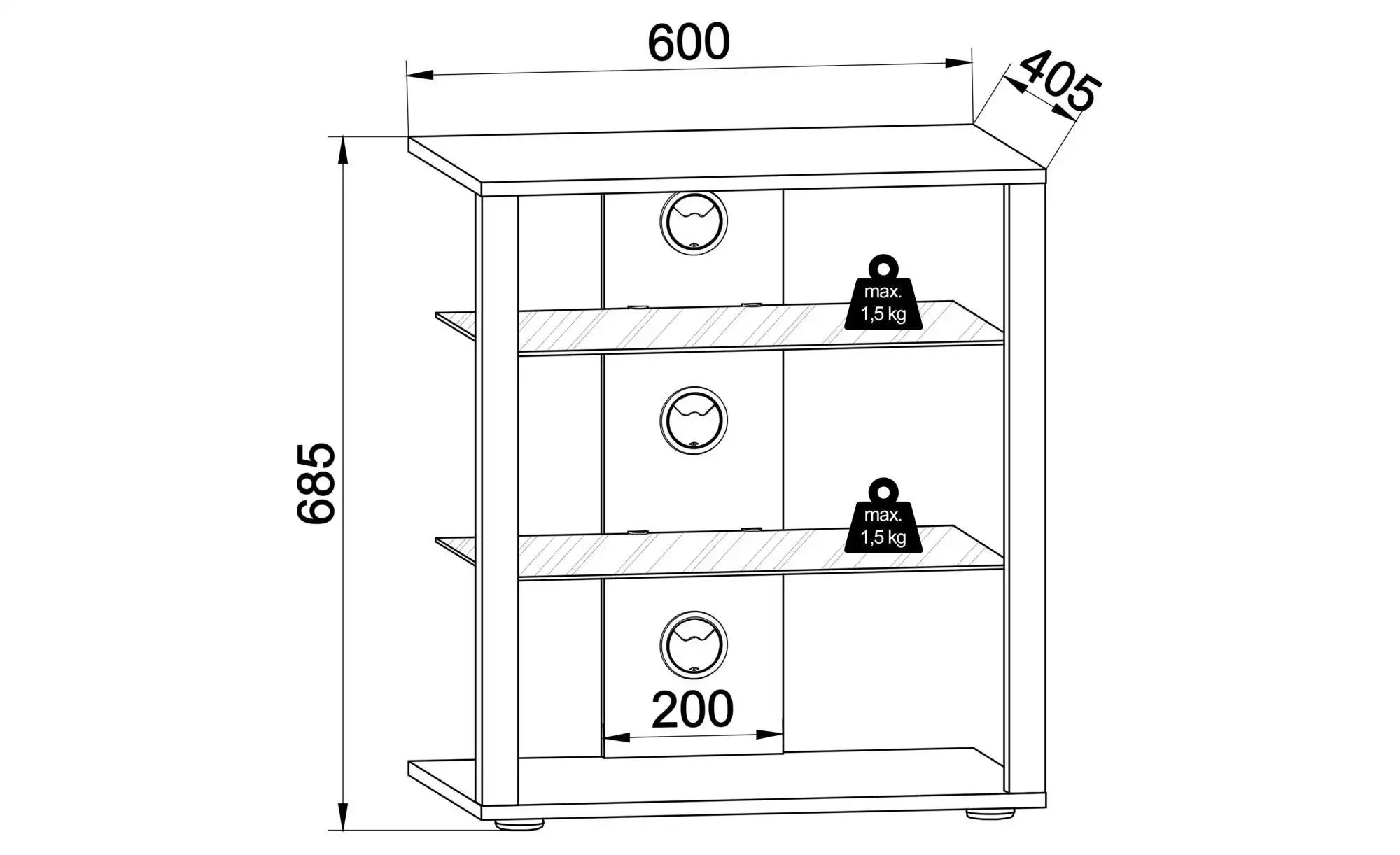 Regal ¦ schwarz ¦ Maße (cm): B: 60 H: 70 TV- & Media Möbel > Hifi-Möbel - H günstig online kaufen