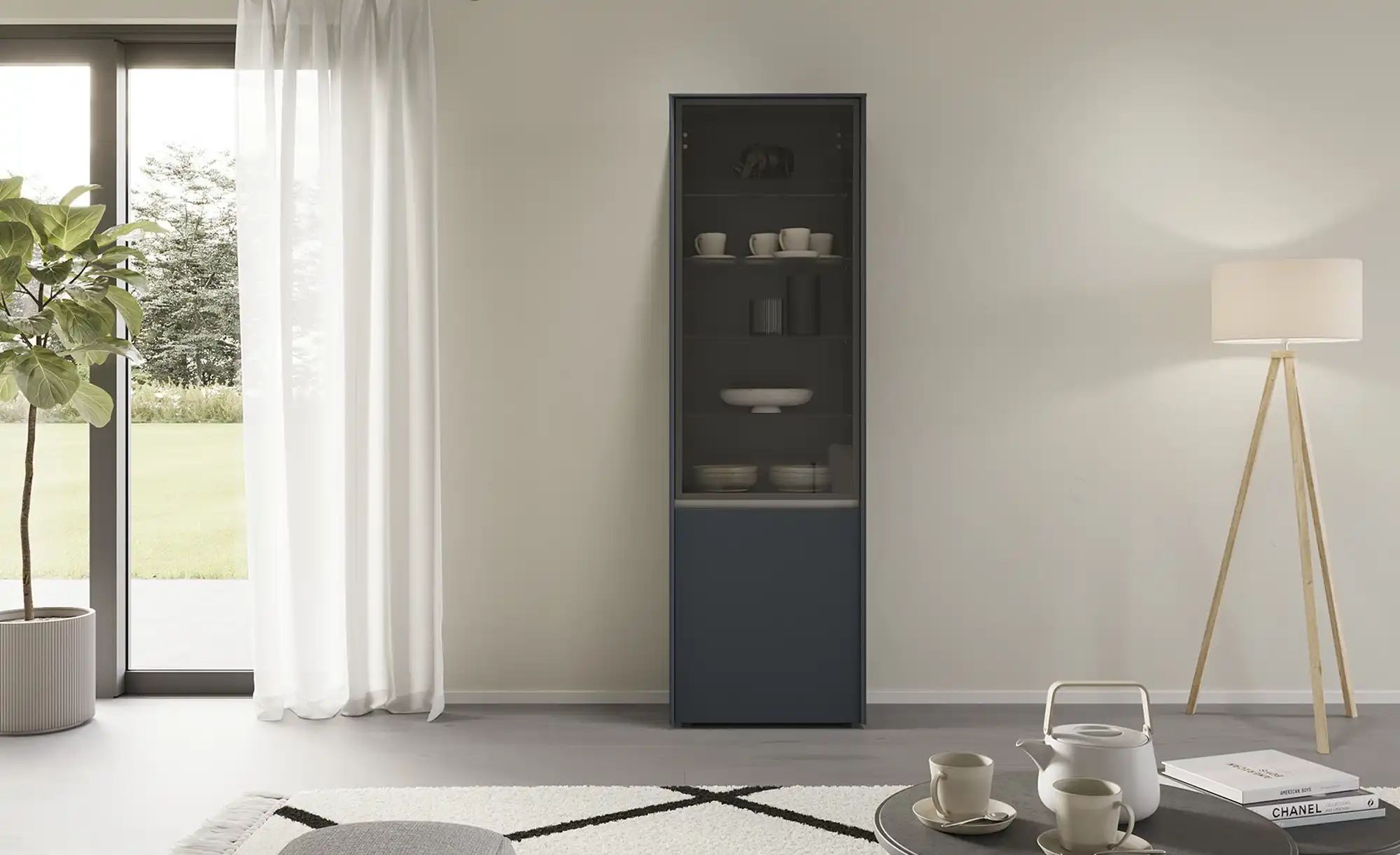 Thumbnail - Content Vitrine Metro Line ¦ blau ¦ Maße (cm): B: 64 H: 205 T: 39.0 Schränke > Vitrinen - Höffner