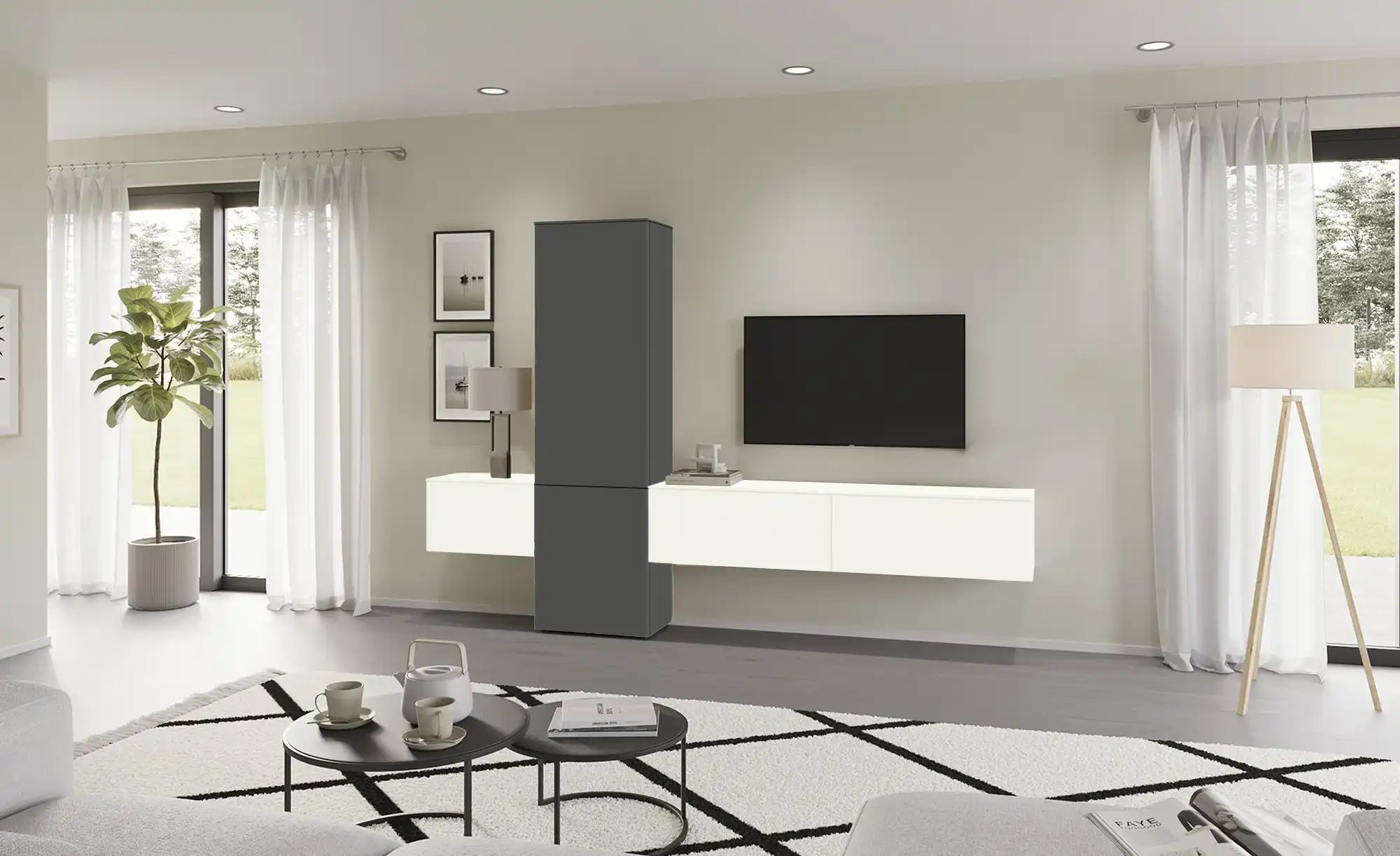 Thumbnail - Content Wohnwand  Style ¦ grau ¦ Maße (cm): B: 301 H: 205 T: 38.0 Kommoden & Sideboards > Wohnwände - Höffner