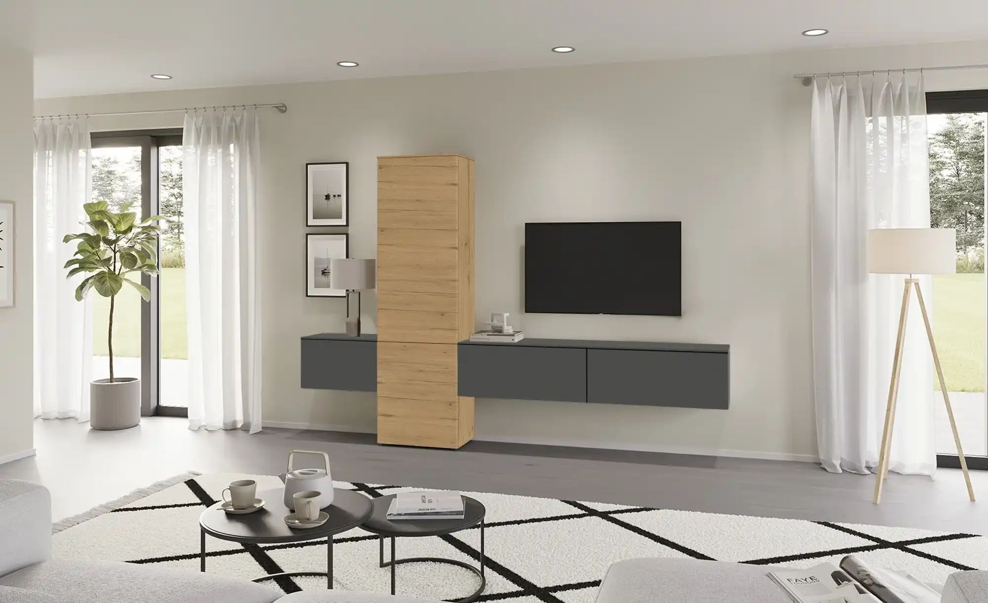 Thumbnail - Content Wohnwand Style ¦ grau ¦ Maße (cm): B: 301 H: 205 T: 38.0 Kommoden & Sideboards > Wohnwände - Höffner