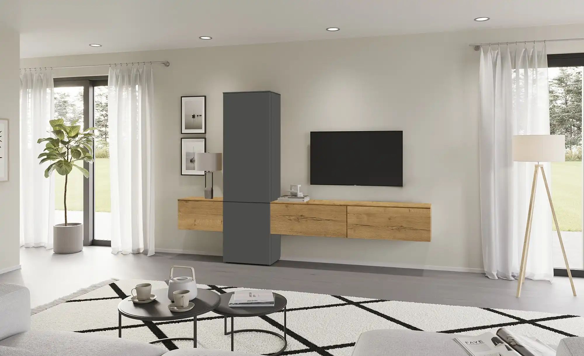 Content Wohnwand  Style ¦ grau ¦ Maße (cm): B: 301 H: 205 T: 38.0 Kommoden günstig online kaufen