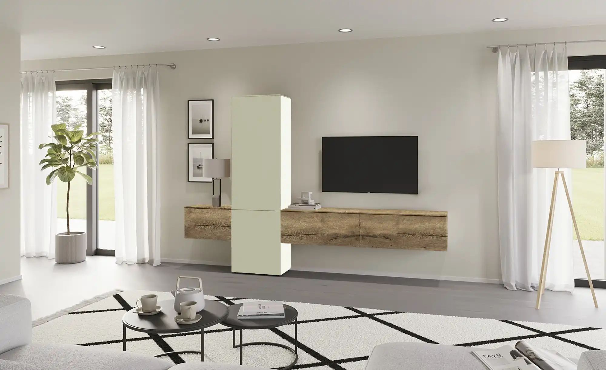 Thumbnail - Content Wohnwand  Style ¦ grün ¦ Maße (cm): B: 301 H: 205 T: 38.0 Kommoden & Sideboards > Wohnwände - Höffner
