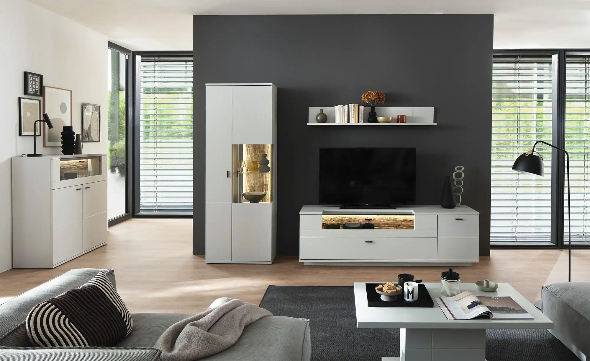 Thumbnail - uno Highboard Sarbonne ¦ grau ¦ Maße (cm): B: 110 H: 120 T: 44.0 Kommoden & Sideboards > Highboards - Höffner