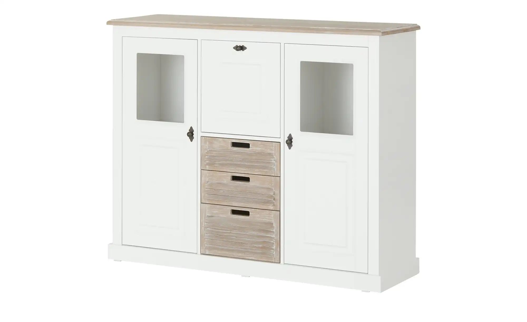 maison bleue Highboard  Cortina ¦ weiß ¦ Maße (cm): B: 142,7 H: 113,1 T: 42 günstig online kaufen