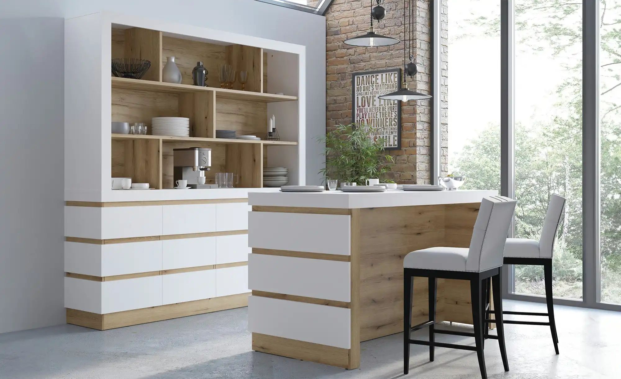 Sideboard  Caorle ¦ weiß ¦ Maße (cm): B: 201 H: 93 T: 45.0 Kommoden & Sideb günstig online kaufen