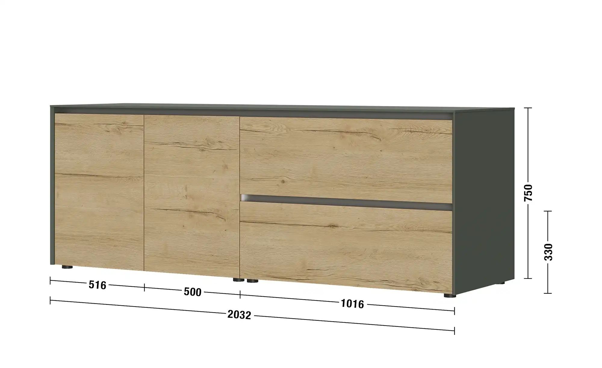Thumbnail - Content Sideboard  Metro Line ¦ grün ¦ Maße (cm): B: 204 H: 75 T: 50.0 Kommoden & Sideboards > Sideboards - Höffner