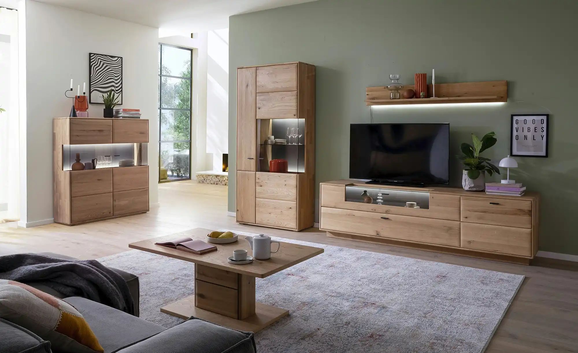 MONDO Highboard  Minoma ¦ holzfarben ¦ Maße (cm): B: 124 H: 140 T: 37.0 Kom günstig online kaufen