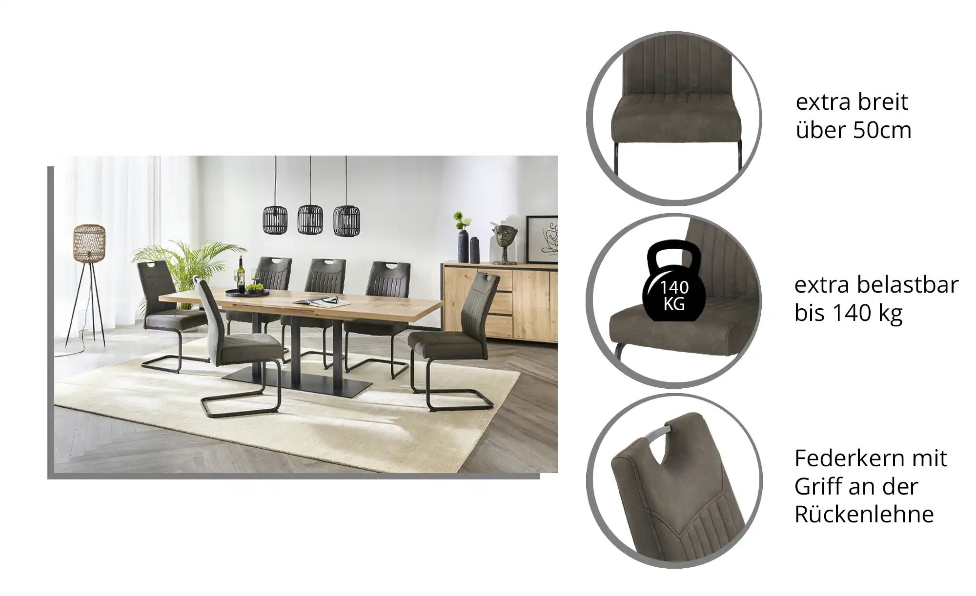 Thumbnail - Stuhl extra belastbar Kenny ¦ grau ¦ Maße (cm): B: 48 H: 100 T: 63.0 Stühle > Schwingstühle - Höffner