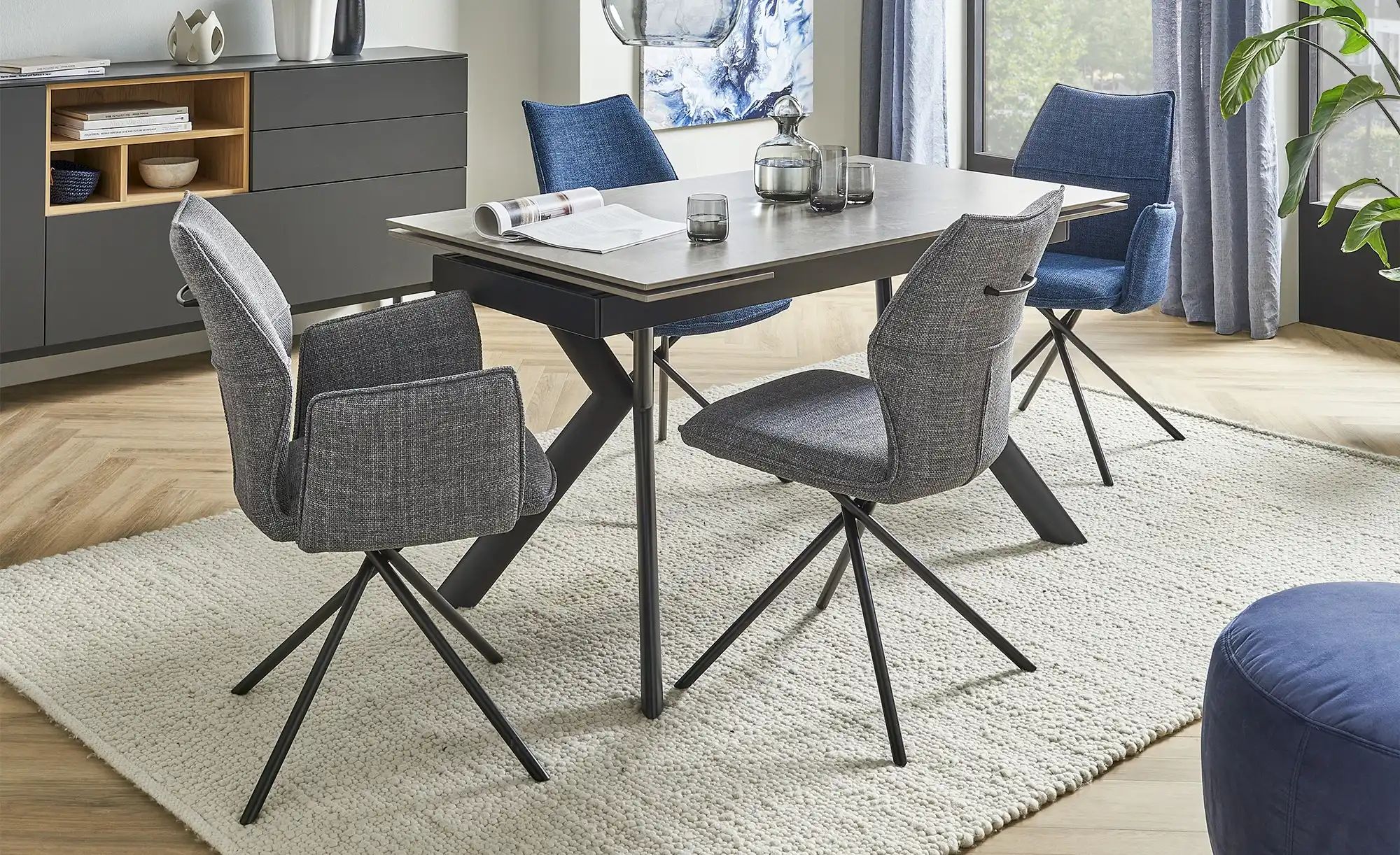 Thumbnail - uno Glastisch ausziehbar Tilly ¦ grau ¦ Maße (cm): B: 90 H: 76 Tische > Esstische > Esstische andere Formen - Höffner