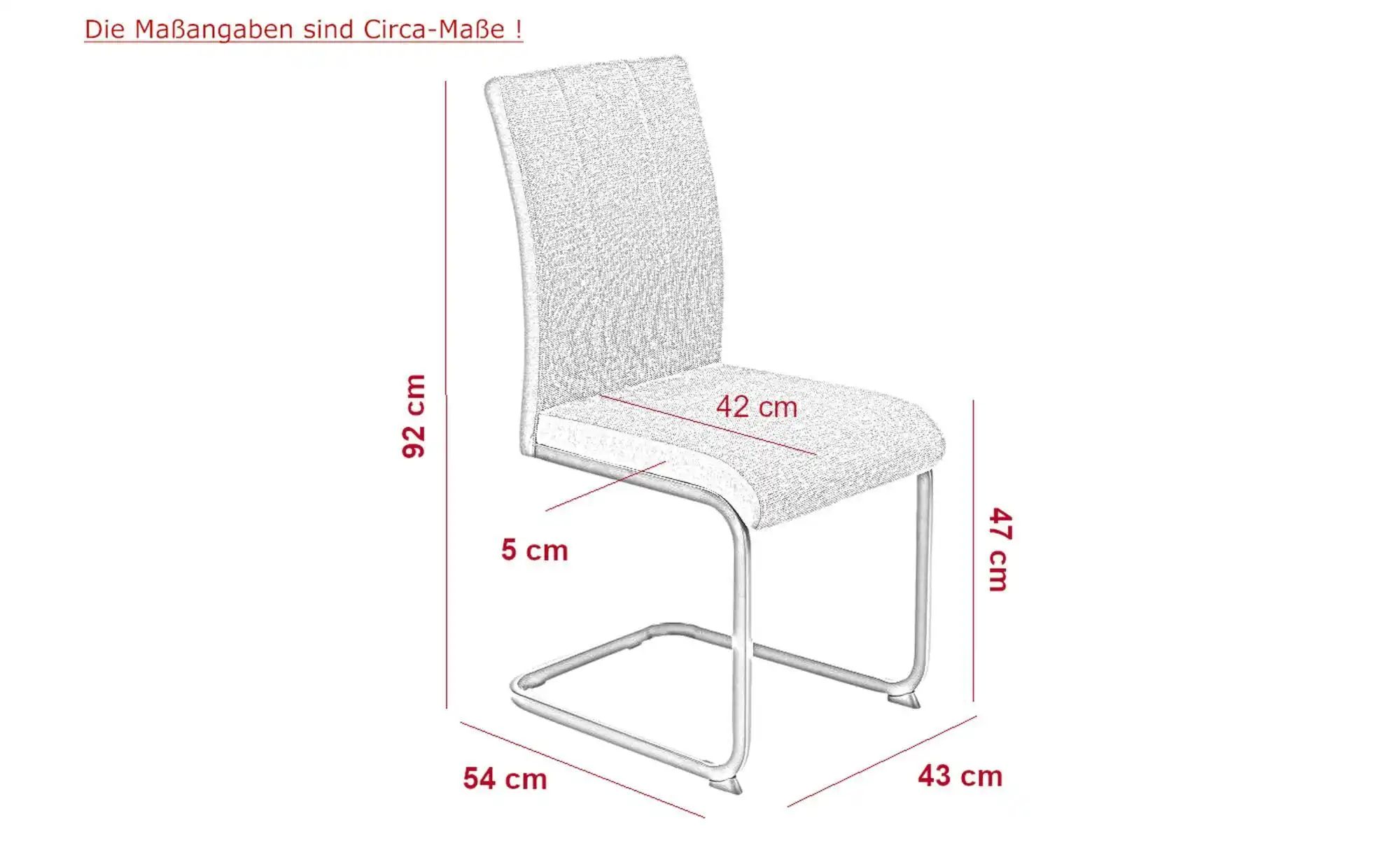 Polsterschwingstuhl 4er-Set  Kiril ¦ grau ¦ Maße (cm): B: 52 H: 92 Stühle > günstig online kaufen