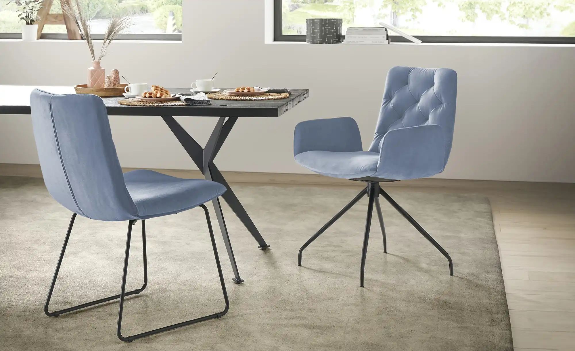 Thumbnail - Jette Home Polsterstuhl  Salo ¦ blau ¦ Maße (cm): B: 59 H: 87 T: 66.0 Stühle > Esszimmerstühle > Esszimmerstühle mit Arm...