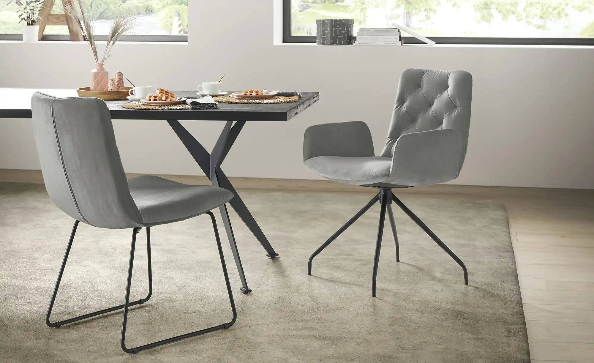 Thumbnail - Jette Home Polsterstuhl  Salo ¦ grau ¦ Maße (cm): B: 59 H: 87 T: 66.0 Stühle > Esszimmerstühle > Esszimmerstühle mit Arm...