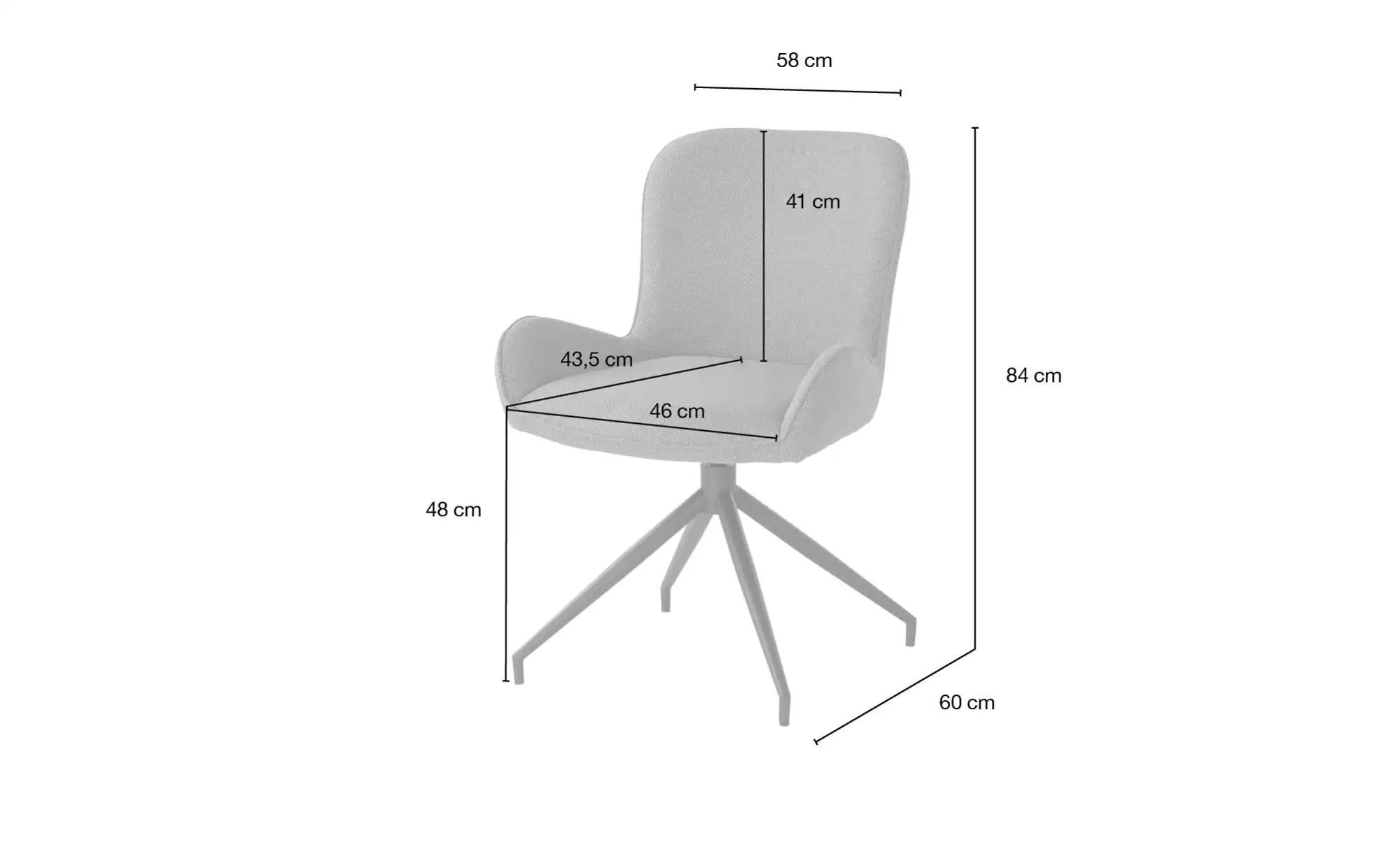 Stuhl drehbar  Inari ¦ grau ¦ Maße (cm): B: 58 H: 84 T: 60.0 Stühle > Polst günstig online kaufen