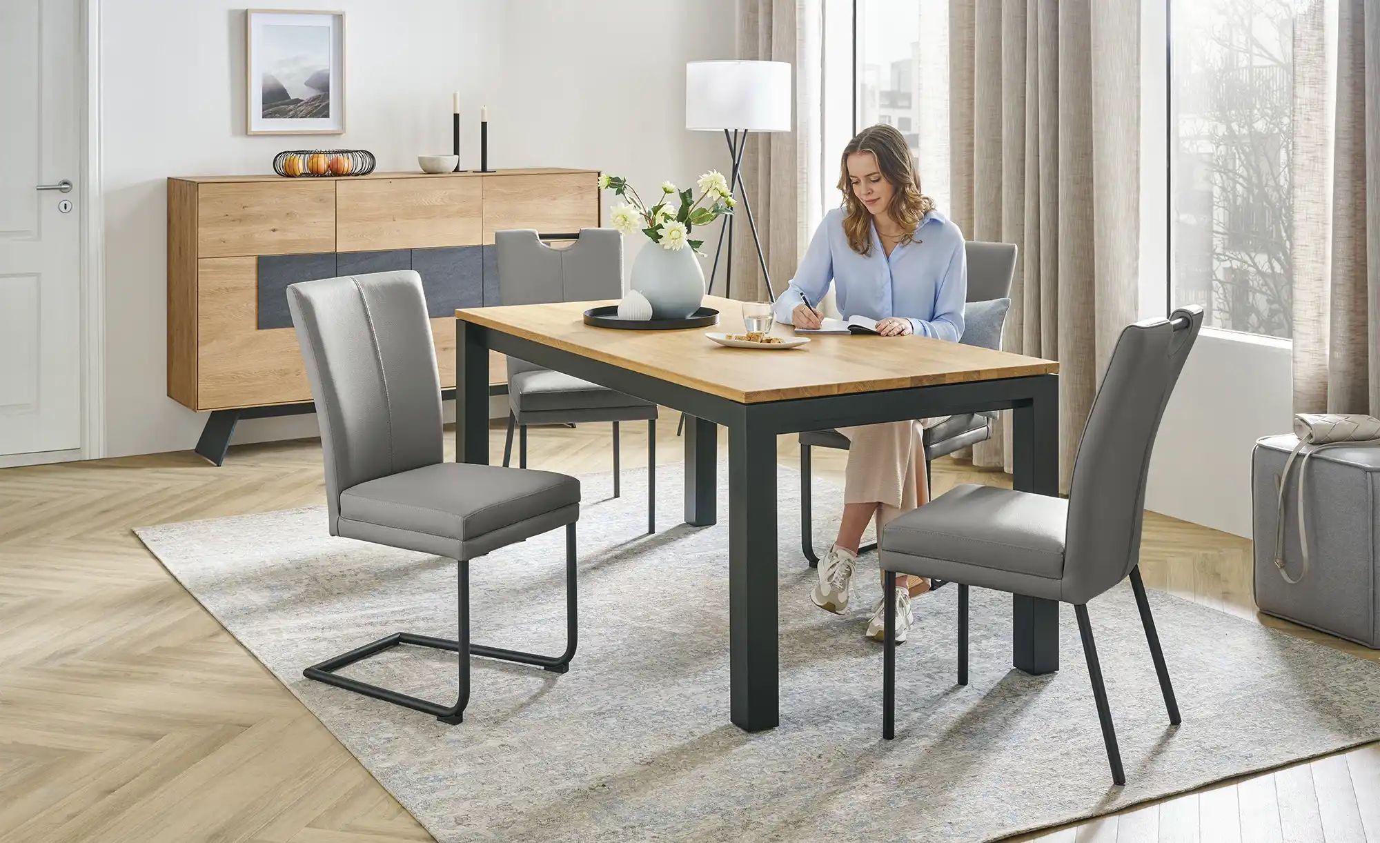 Thumbnail - Wohnwert Polsterstuhl  Mia ¦ grau ¦ Maße (cm): B: 44 H: 98 T: 58.0 Stühle > Schwingstühle - Höffner