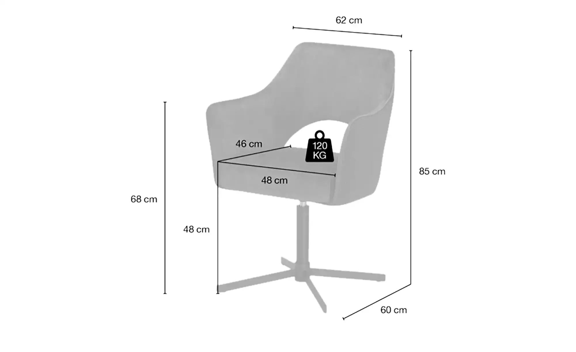 Armlehnstuhl drehbar Albert ¦ grau ¦ Maße (cm): B: 62 H: 85 T: 60 Stühle > günstig online kaufen