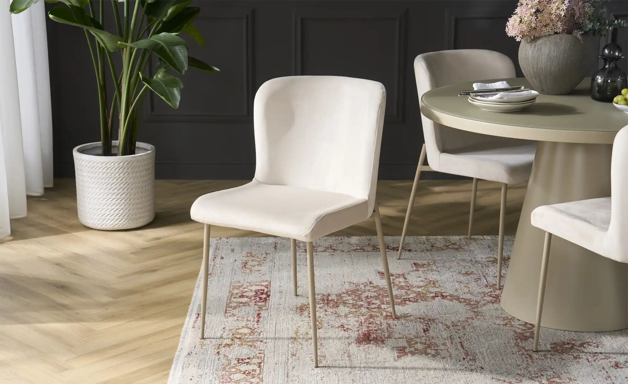 Samt-Polsterstuhl  Emmeline ¦ beige ¦ Maße (cm): B: 50 H: 85 T: 62.0 Stühle günstig online kaufen