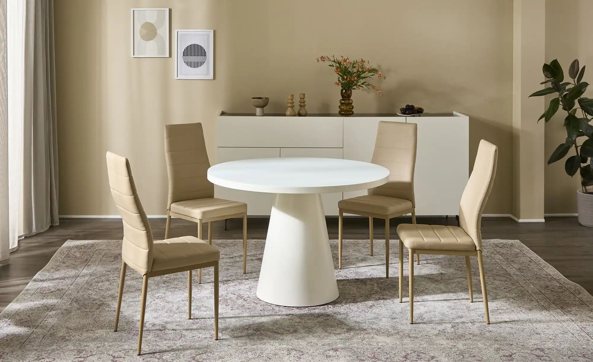 Esstisch mit Glastischplatte Reflection ¦ weiß ¦ Maße (cm): H: 76  Ø: 110 T günstig online kaufen