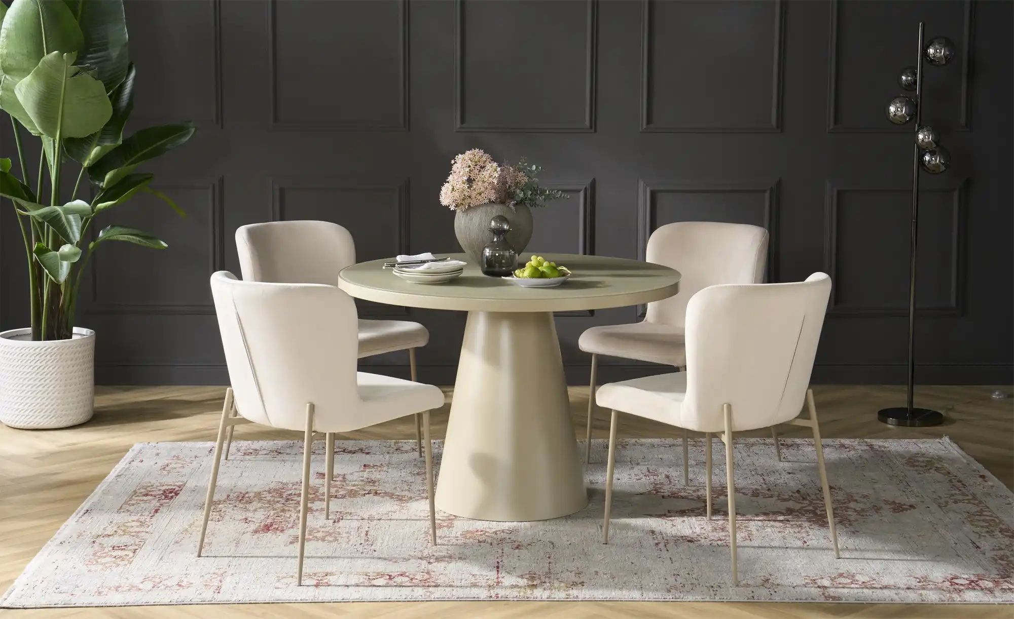Esstisch mit Glastischplatte Reflection ¦ creme ¦ Maße (cm): H: 76  Ø: 110 günstig online kaufen
