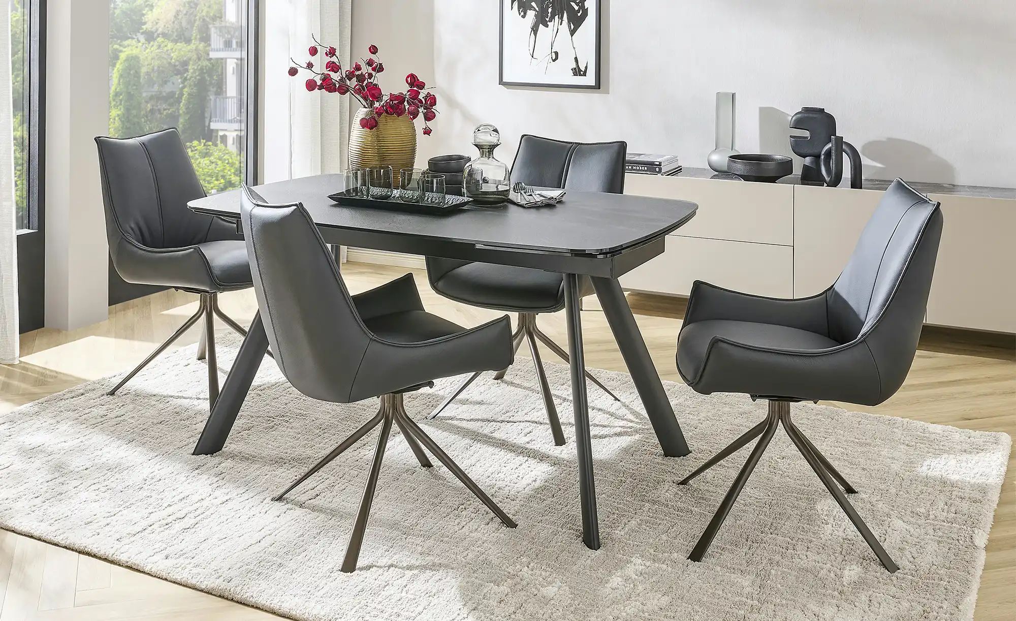 Thumbnail - uno Esszimmerstuhl  Violetta ¦ schwarz ¦ Maße (cm): B: 57 H: 89 T: 64.0 Stühle > Küchenstühle > Polster Küchenstühle - H...