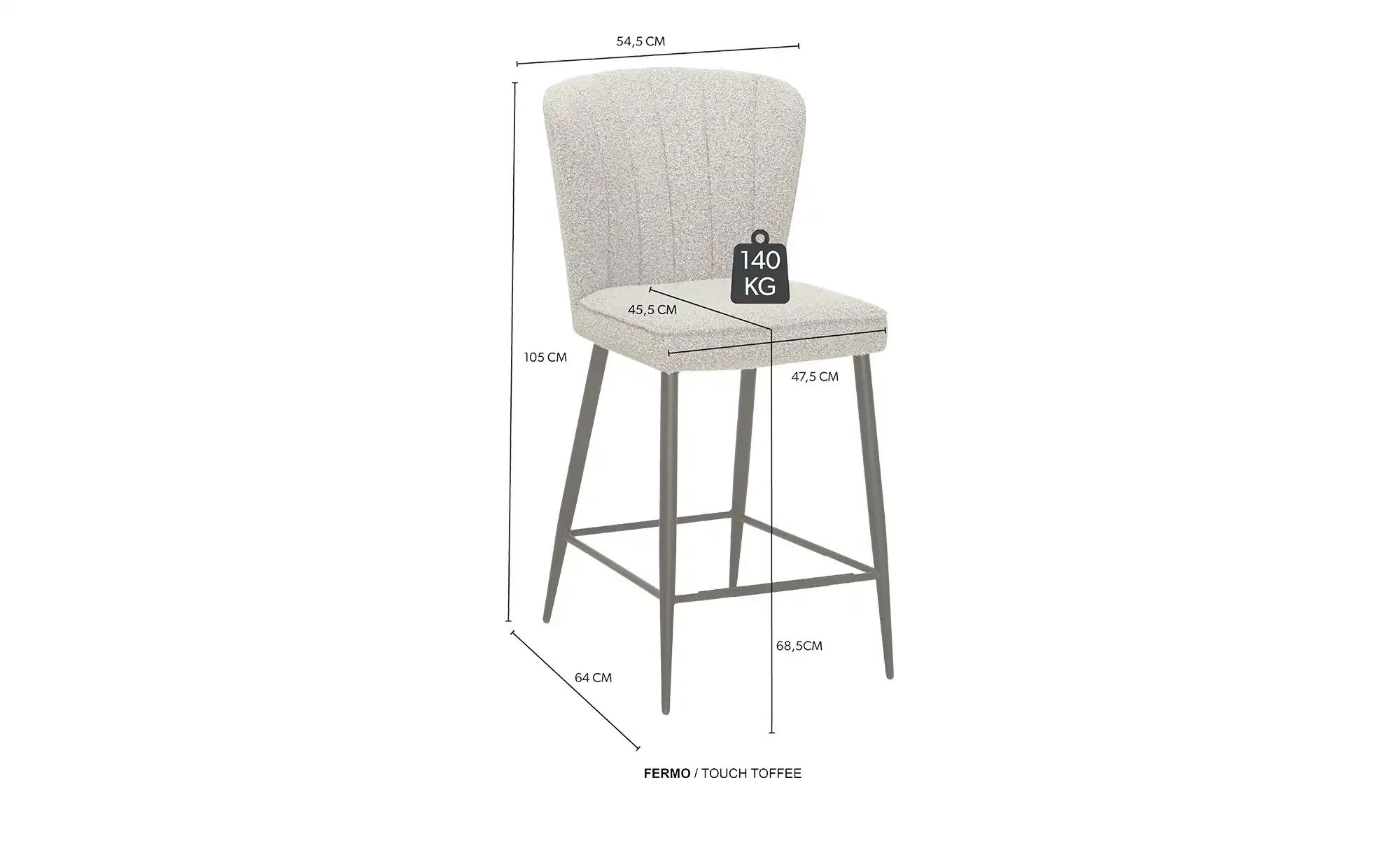 uno Barstuhl  Fermo ¦ braun ¦ Maße (cm): B: 54,5 H: 105 T: 64.0 Polstermöbe günstig online kaufen