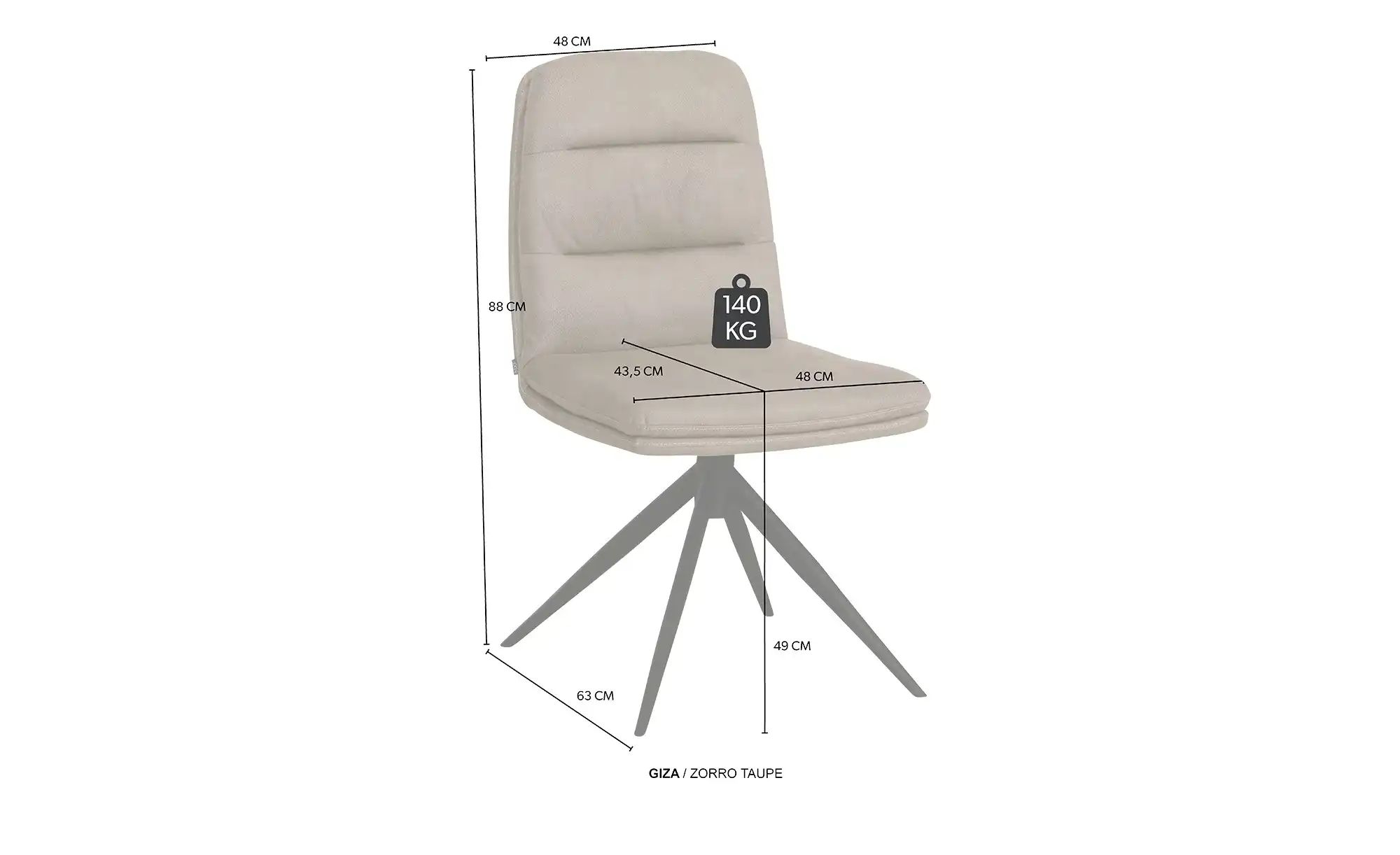 uno Esszimmerstuhl  Giza ¦ braun ¦ Maße (cm): B: 48 H: 88 T: 63.0 Stühle > günstig online kaufen