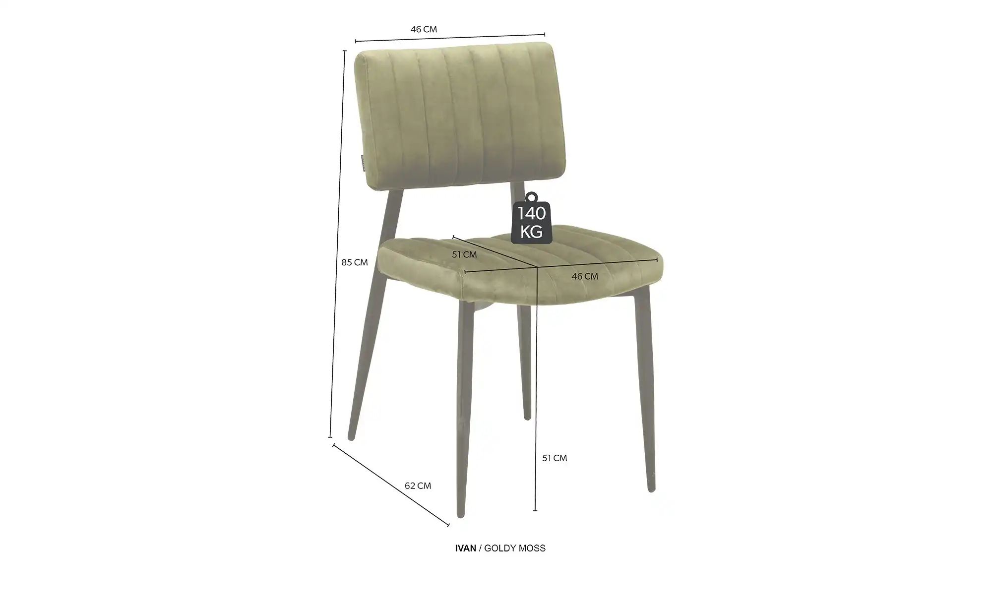 uno Esszimmerstuhl  Ivan ¦ grün ¦ Maße (cm): B: 46 H: 85 T: 62.0 Stühle > K günstig online kaufen