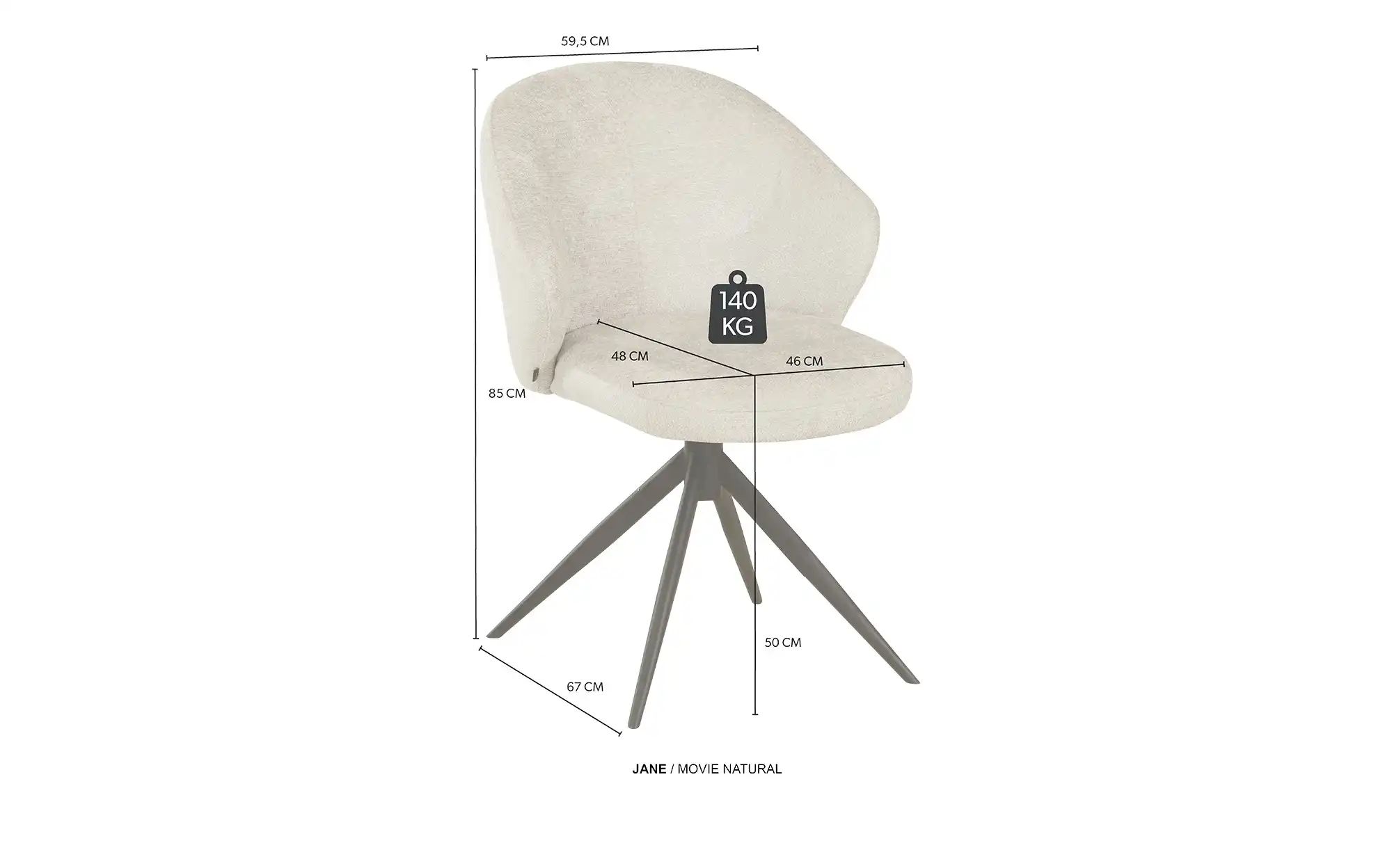 Thumbnail - uno Esszimmerstuhl  Jane ¦ beige ¦ Maße (cm): B: 59,5 H: 85 T: 67.0 Stühle > Polsterstühle - Höffner