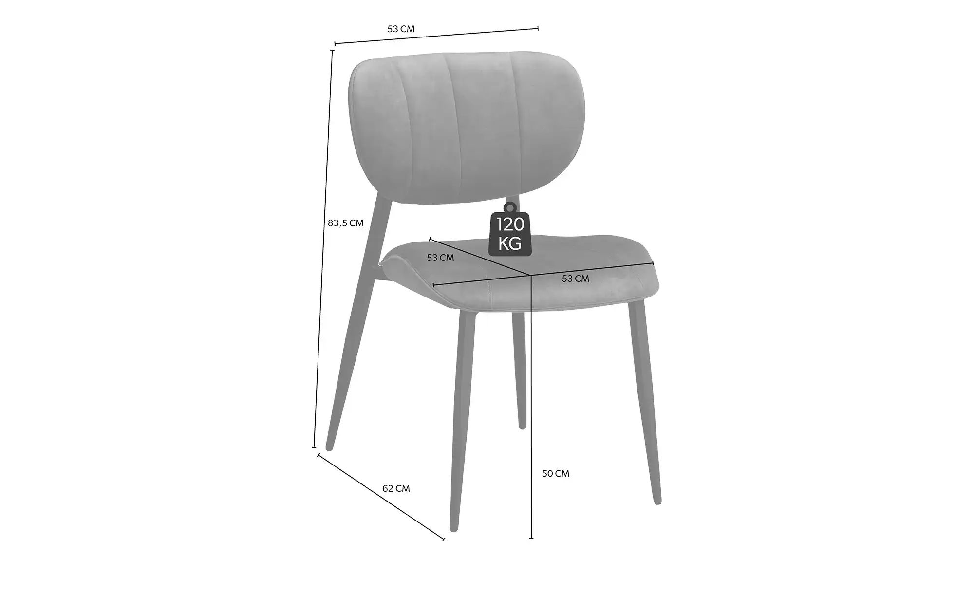 uno Esszimmerstuhl  Jona ¦ grau ¦ Maße (cm): B: 53 H: 83,5 T: 62 Stühle > K günstig online kaufen