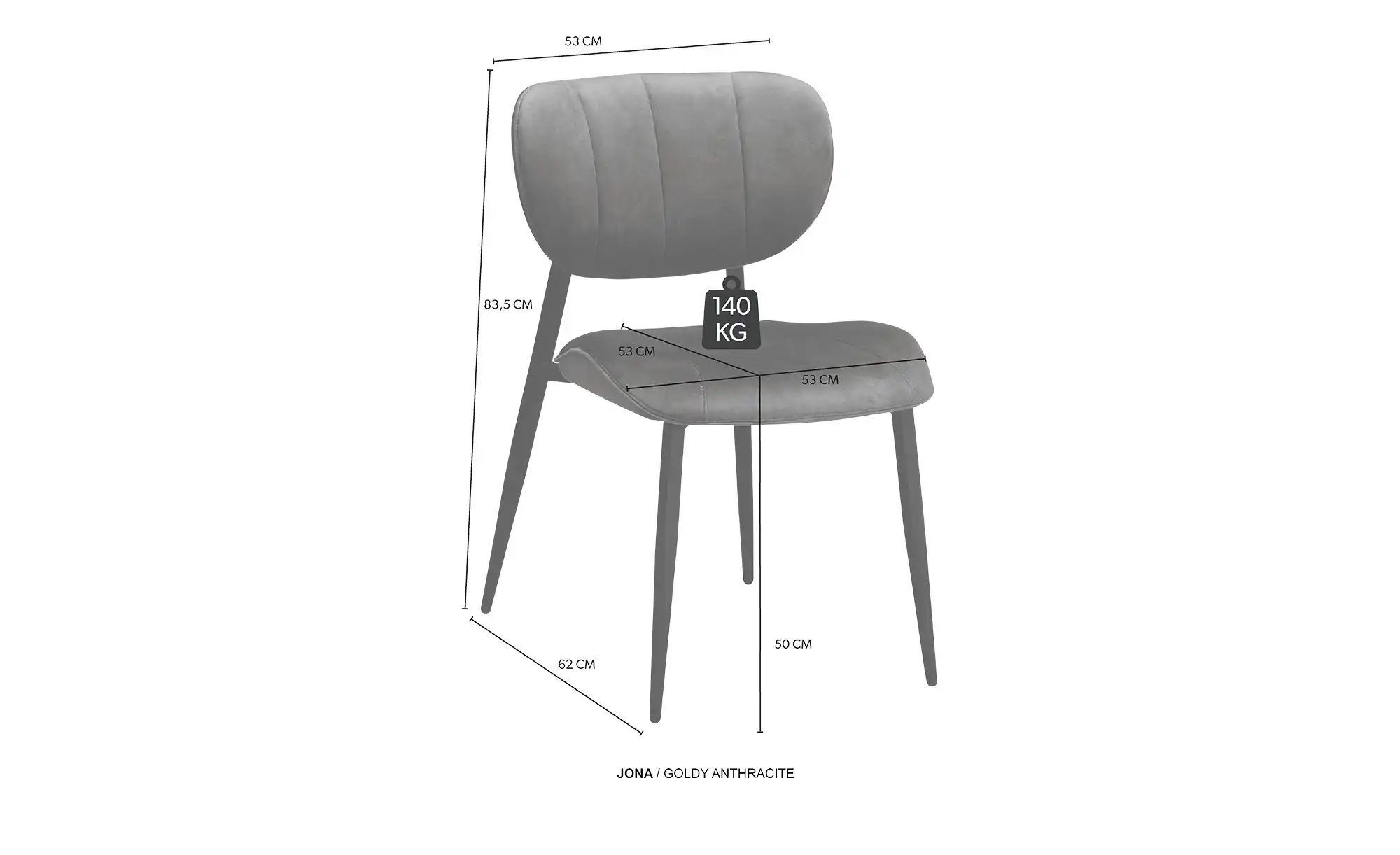uno Esszimmerstuhl  Jona ¦ grau ¦ Maße (cm): B: 53 H: 83,5 T: 62.0 Stühle > günstig online kaufen