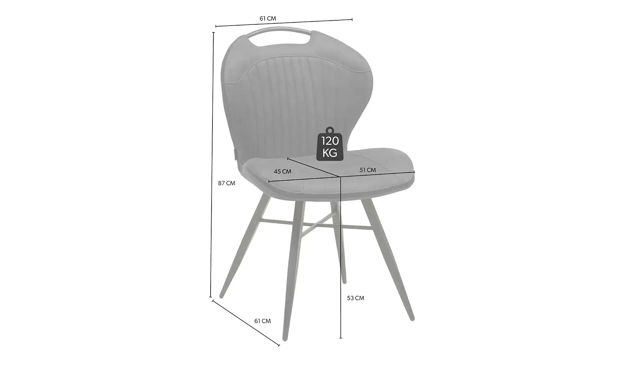 uno Esszimmerstuhl  Mace ¦ grau ¦ Maße (cm): B: 50,5 H: 87 T: 61 Stühle > P günstig online kaufen