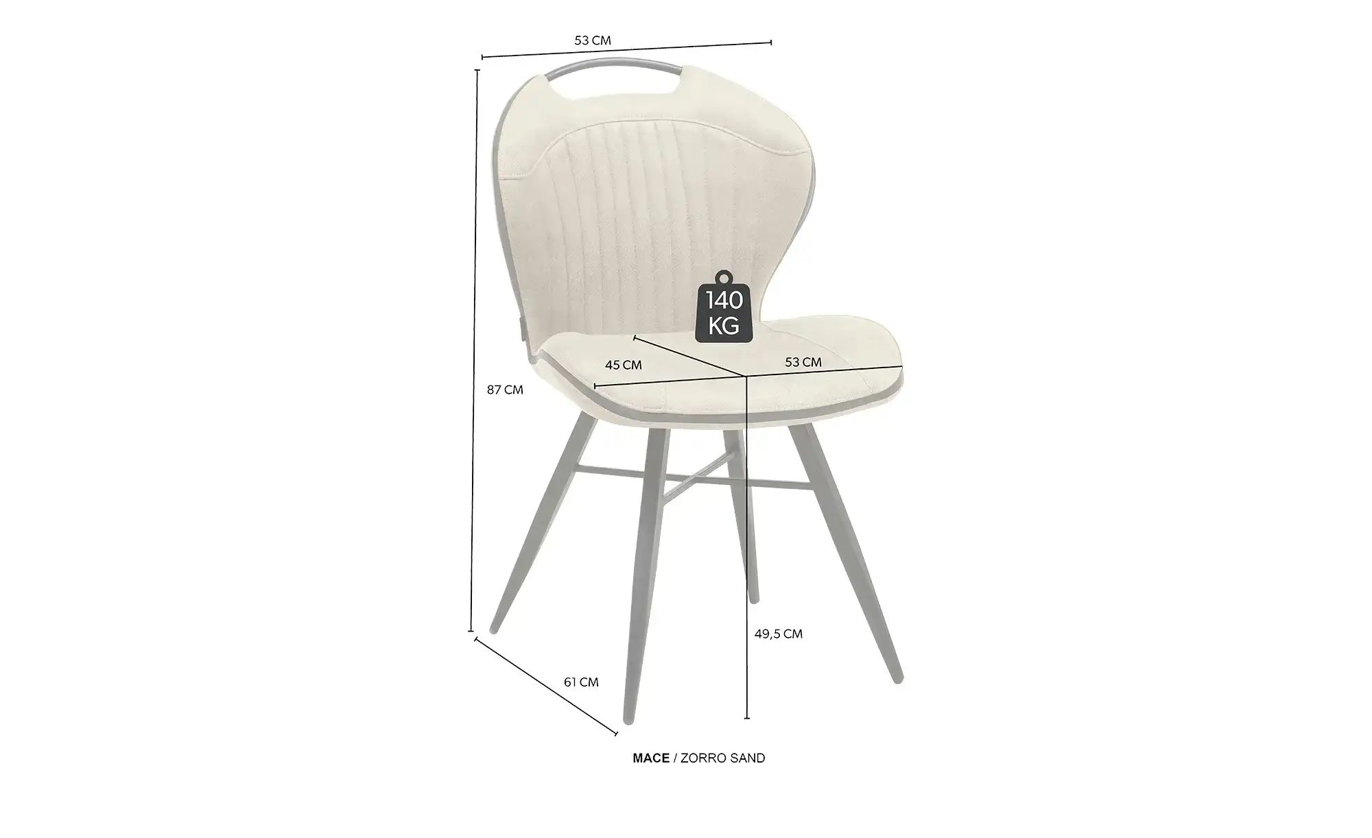 uno Esszimmerstuhl  Mace ¦ beige ¦ Maße (cm): B: 50,5 H: 87 T: 61.0 Stühle günstig online kaufen