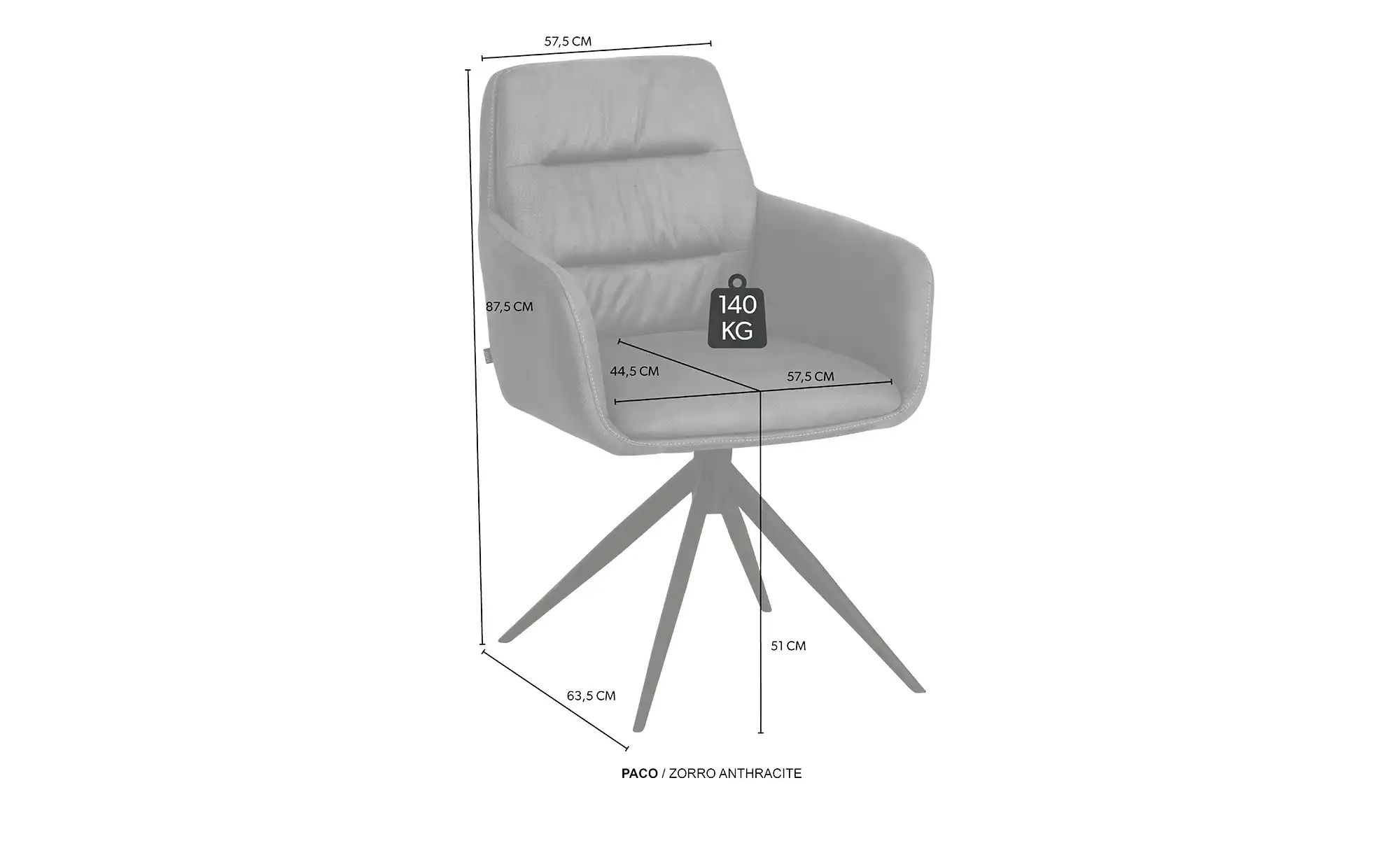 uno Esszimmerstuhl  Paco ¦ grau ¦ Maße (cm): B: 57,5 H: 87,5 T: 63.5 Stühle günstig online kaufen
