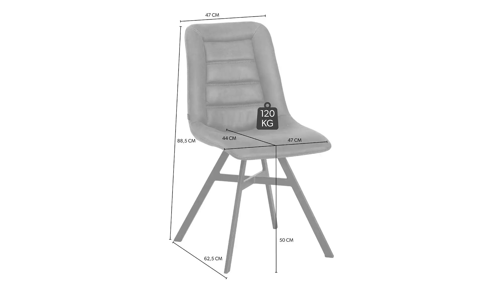 uno Esszimmerstuhl  Niels ¦ grau ¦ Maße (cm): B: 47 H: 88,5 T: 62,5 Stühle günstig online kaufen