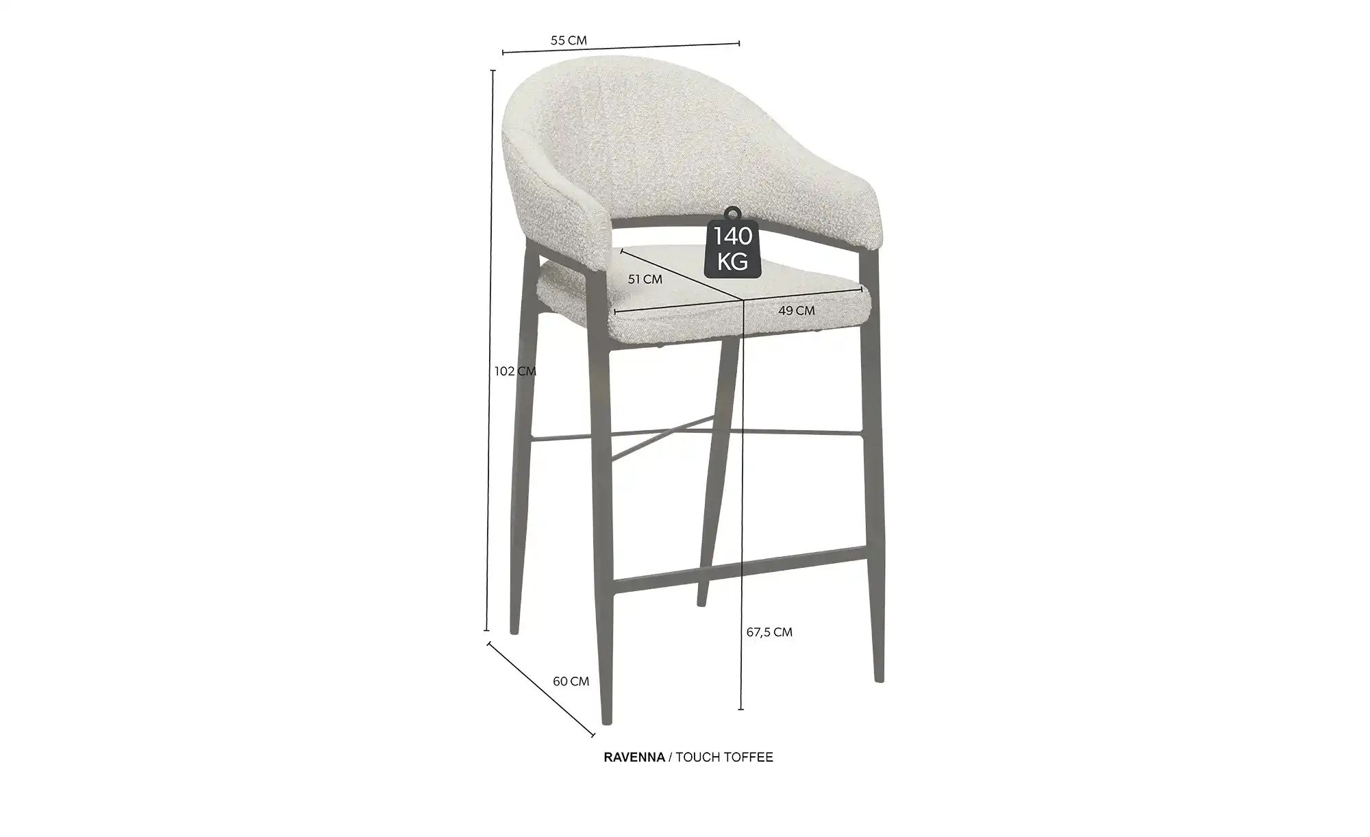 uno Barstuhl  Ravenna ¦ braun ¦ Maße (cm): B: 55 H: 102 T: 60.0 Polstermöbe günstig online kaufen