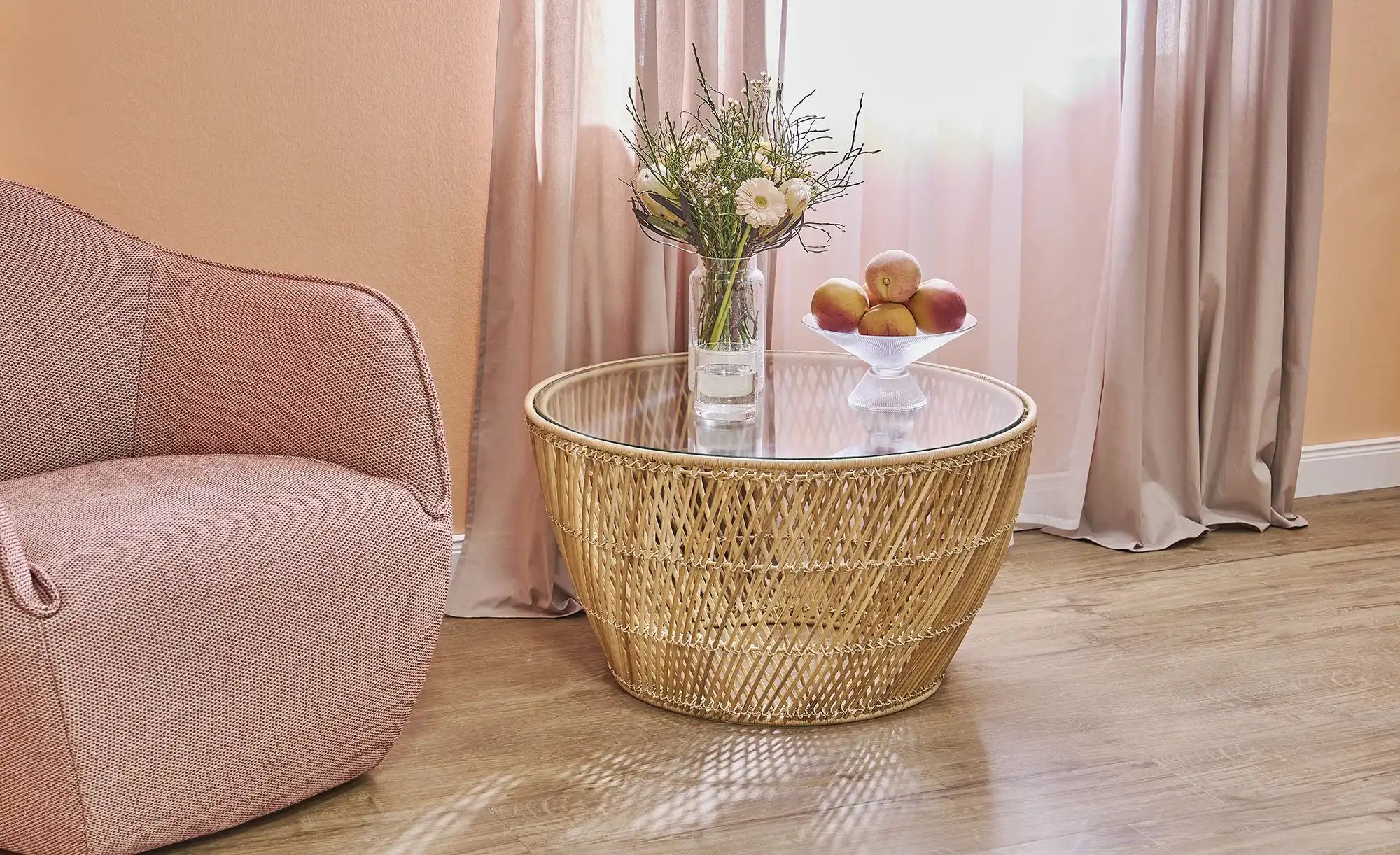 Couchtisch aus Rattan Filicudi ¦ holzfarben ¦ Maße (cm): H: 41,5  Ø: 74 Tis günstig online kaufen